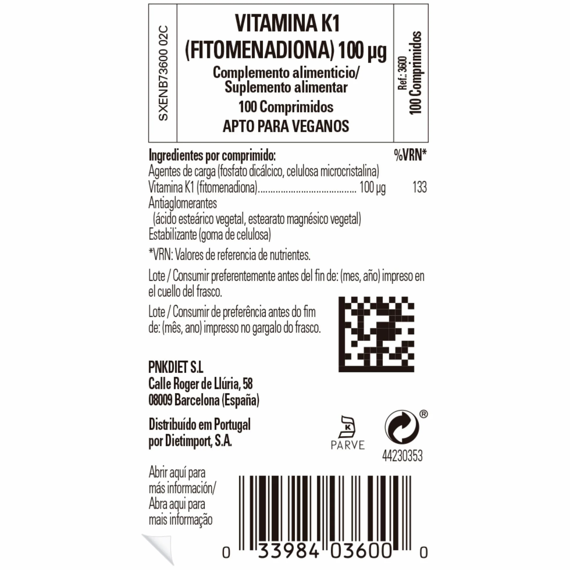 Solgar Vitamina K1 100 µg, Huesos Sanos Y Coagulación, Fitonadiona Comprimidos 100 Unidad
