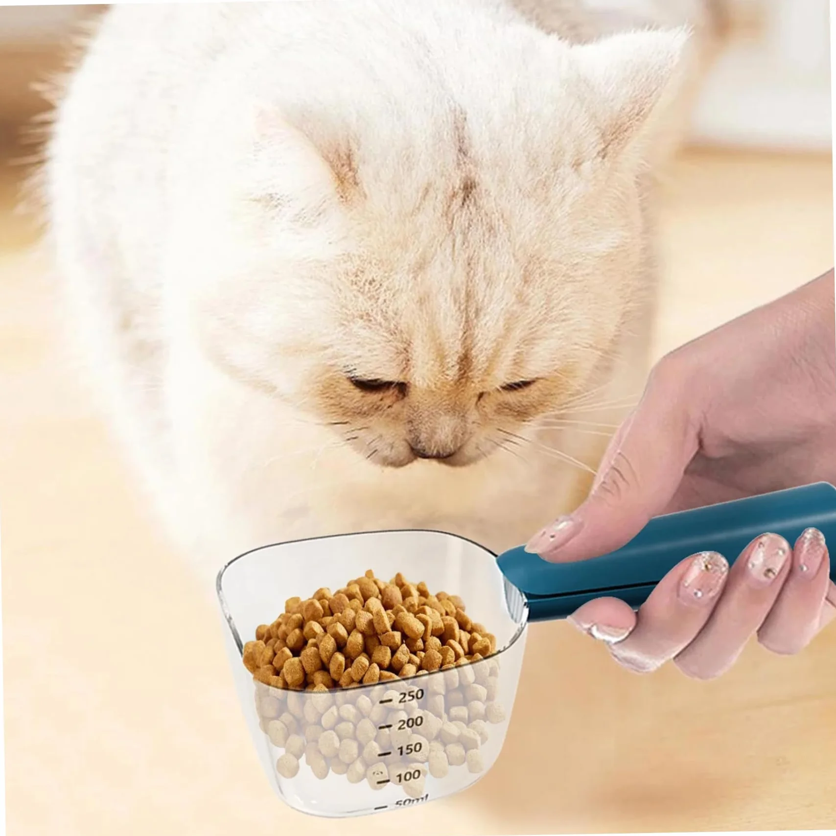 Taza Medidora de Comida para Perros con Escala, Cuchara Precisa de Comida para Mascotas con Clips para Bolsas de Comida para Perros, Cuchara Multifuncional de ABS para Comida de Gatos para
