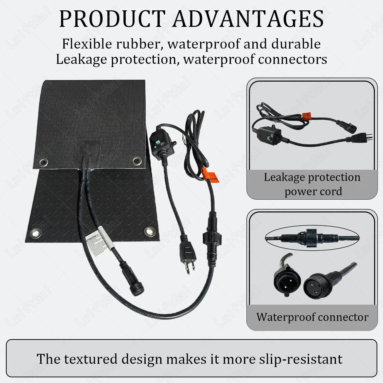 Tapete Calefactado para Derretir Nieve, Tapete De Goma Antideslizante para Exteriores, Almohadilla Calefactada Rectangular para Derretir Hielo En Invierno: Techos, Escaleras 1pcs-30 * 60cm