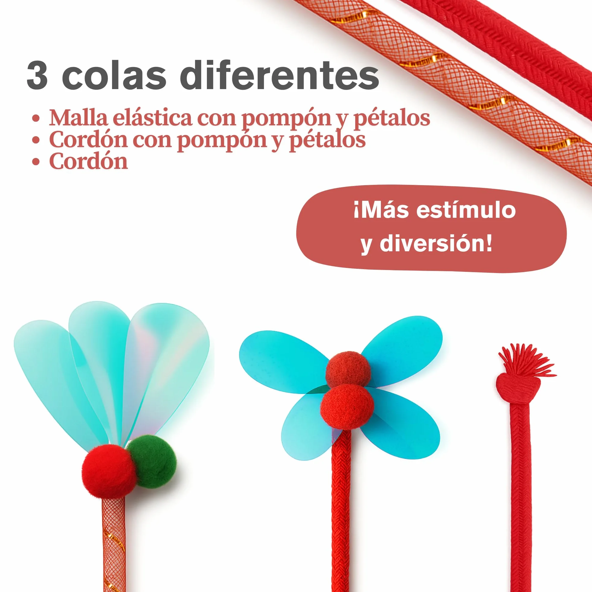 Juguete Interactivo Gato + 2 Colas de Recambio + Cable USB-C | Juguetes para Gatos Interactivo | Juguetes Gatos