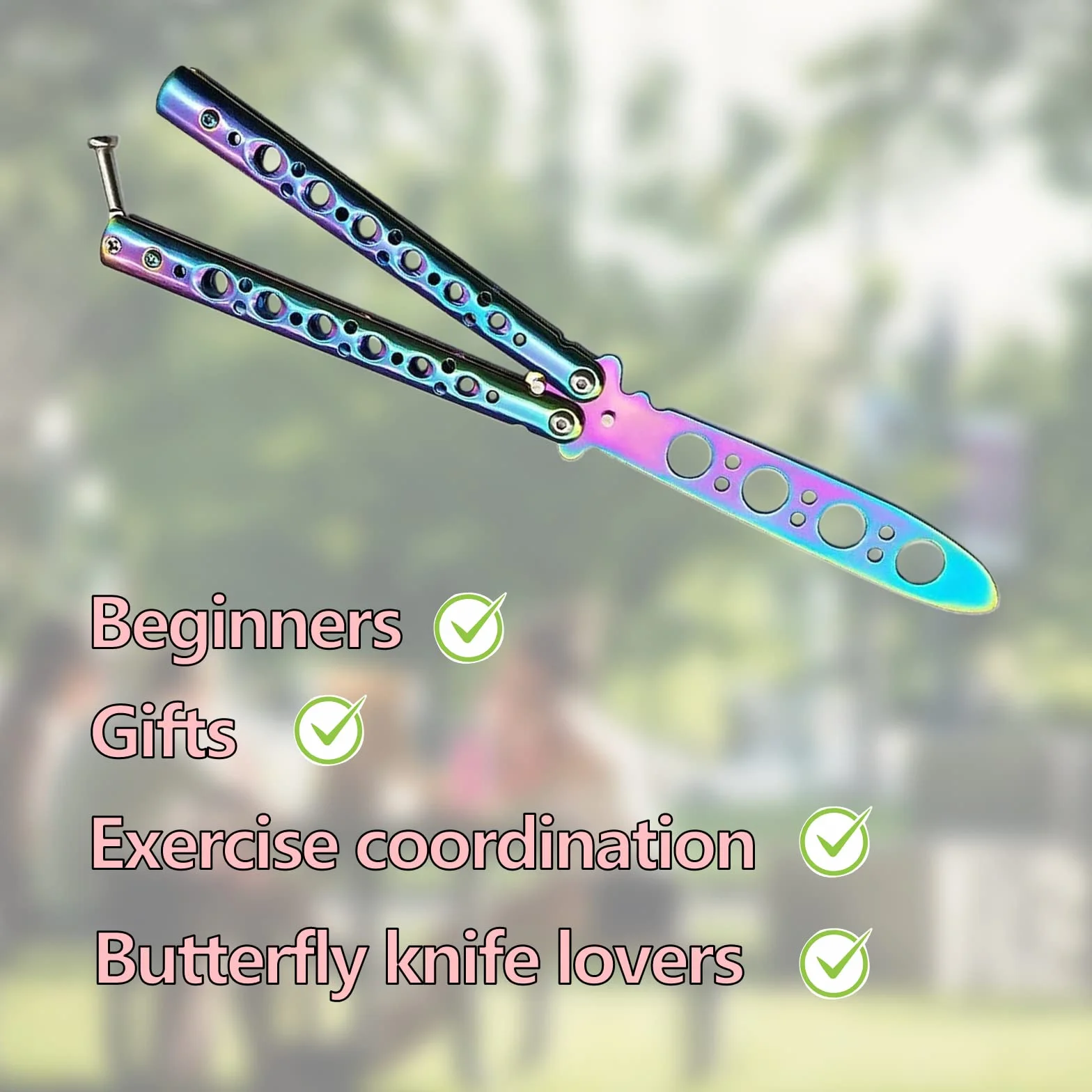 ZoeTekway Butterfly Trainer Cuchillo de Práctica Mariposa Arco Iris sin Hoja Afilada para Principiantes