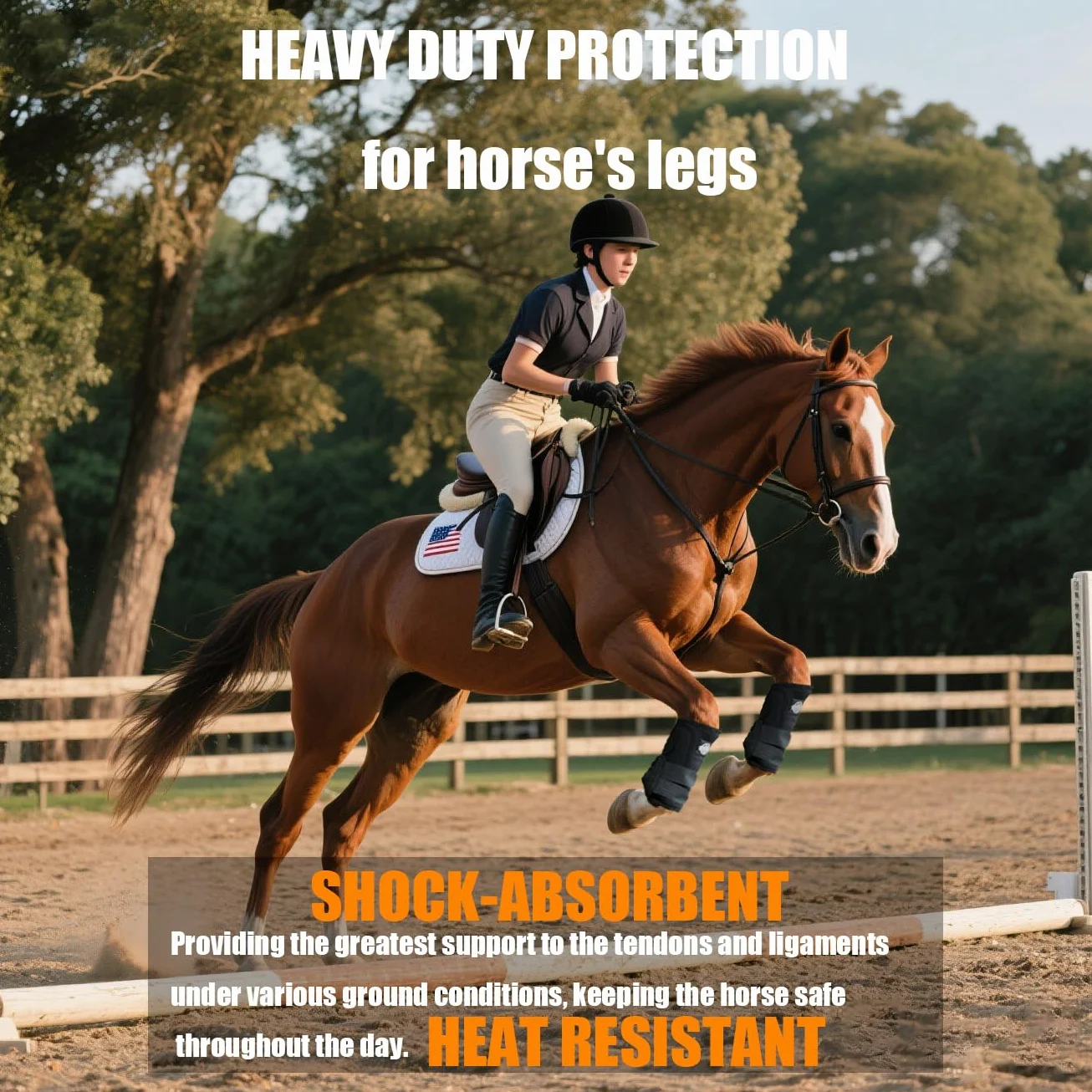 Botas protectoras para caballos de medicina deportiva, protección y amortiguador, adecuadas para entrenamiento de salto y senderos, 2 unidades, diseño de material transpirable (negro