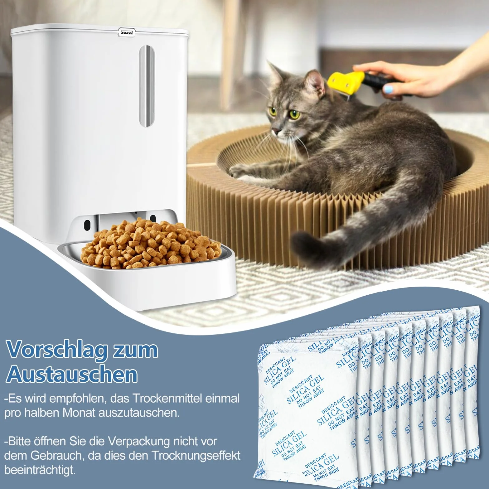 Haliya 12 porciones de absorbedor de Humedad para el comedero automático Petkit 5L, desecante Altamente eficaz para comederos automáticos para Gatos y Perros