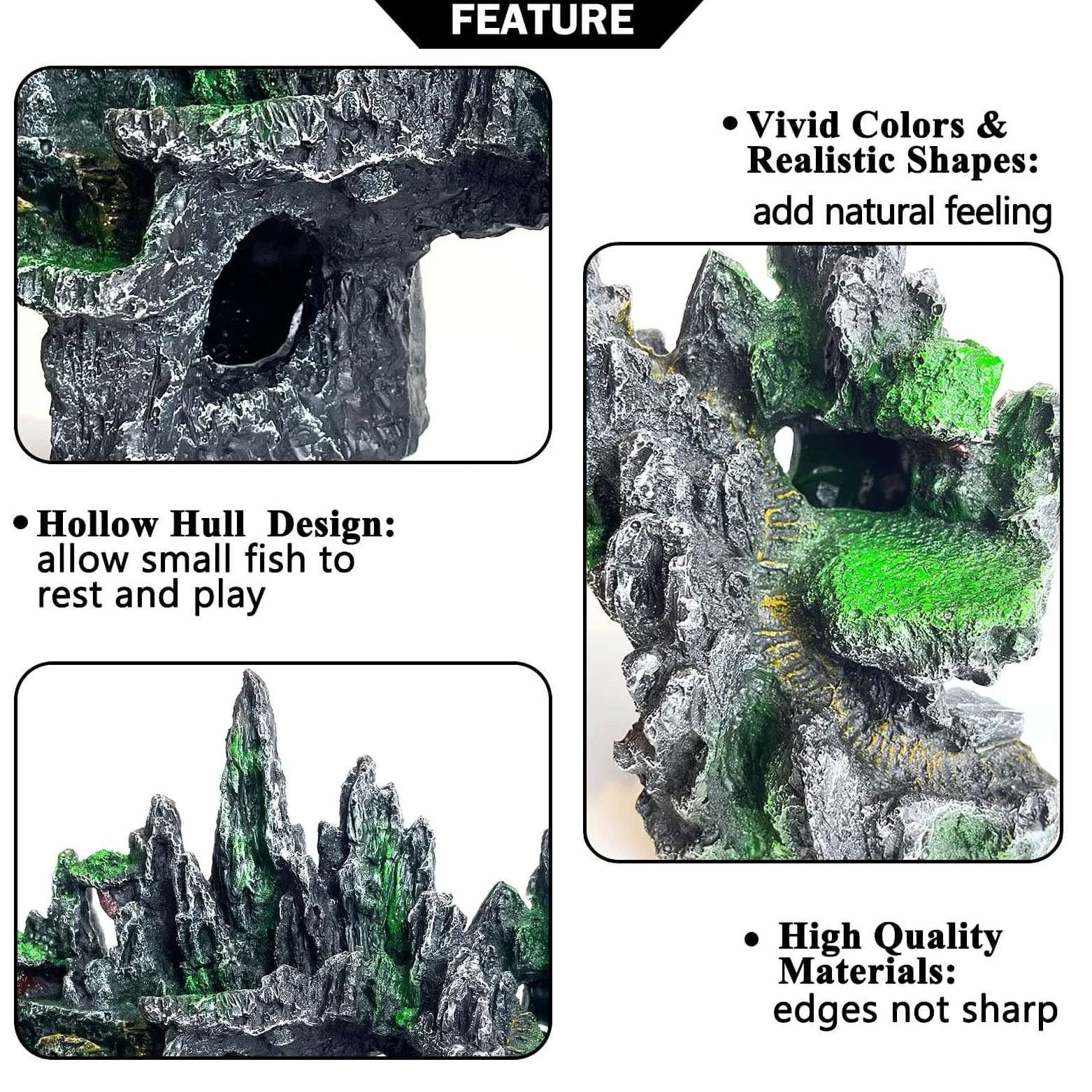 Decoración de acuario grande y alta para pecera, adornos temáticos de roca, adornos de piedra para acuario, decoración de acuario, decoración de árbol, casa, cueva, pecera, extragrande