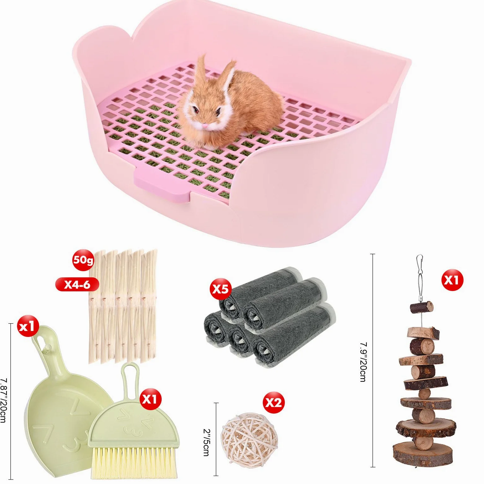 RUBYHOME Caja de arena grande para conejitos (17 x 11.8 x 6.2 pulgadas), arena para animales pequeños, inodoro para mascotas, orinal de esquina, bandeja para mascotas, fácil de limpiar (morado)