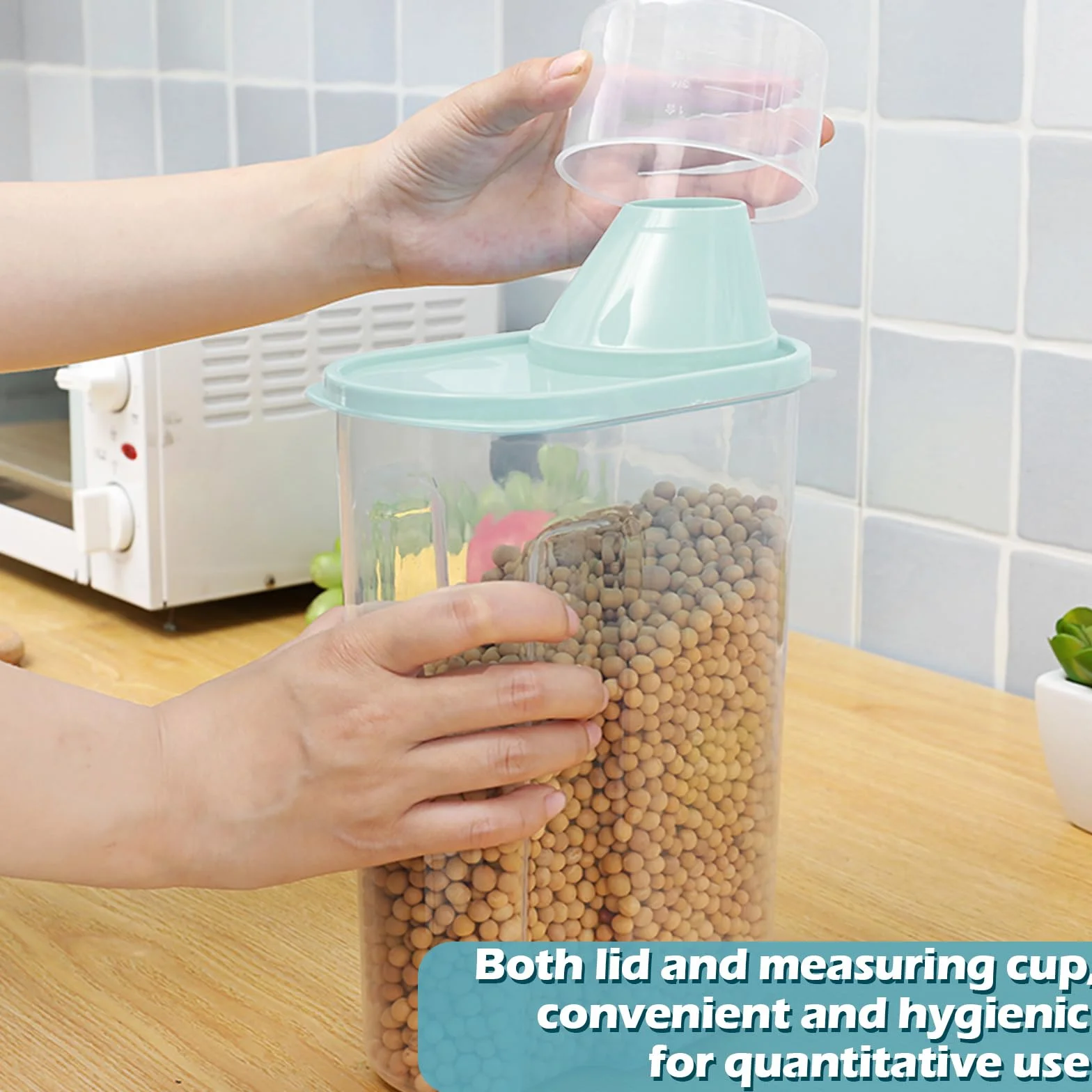 Dokeno 2PCS Contenedor Pienso 2,5 L, Contenedor Comida Perro con Vaso Medidor, Recipientes Herméticos para Comida para Perros, Envase de Plástico, para Cereales, Arroz, Perros, Gatos (26 * 15 * 8cm)
