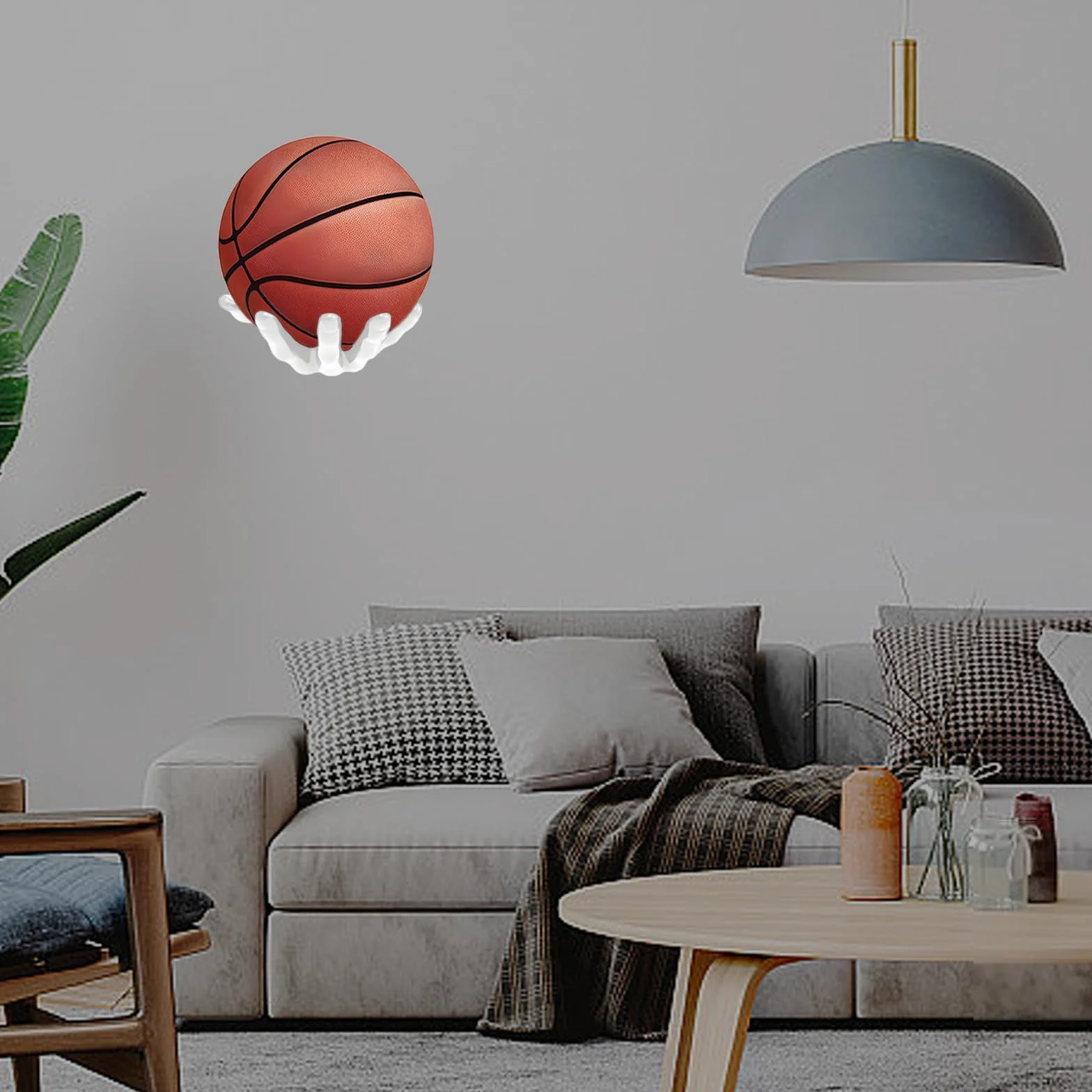 Soporte de Pared para Pelotas Deportivas, 22x17 cm, Guarda Baloncesto, Fútbol, Tenis, Voleibol, Blanco
