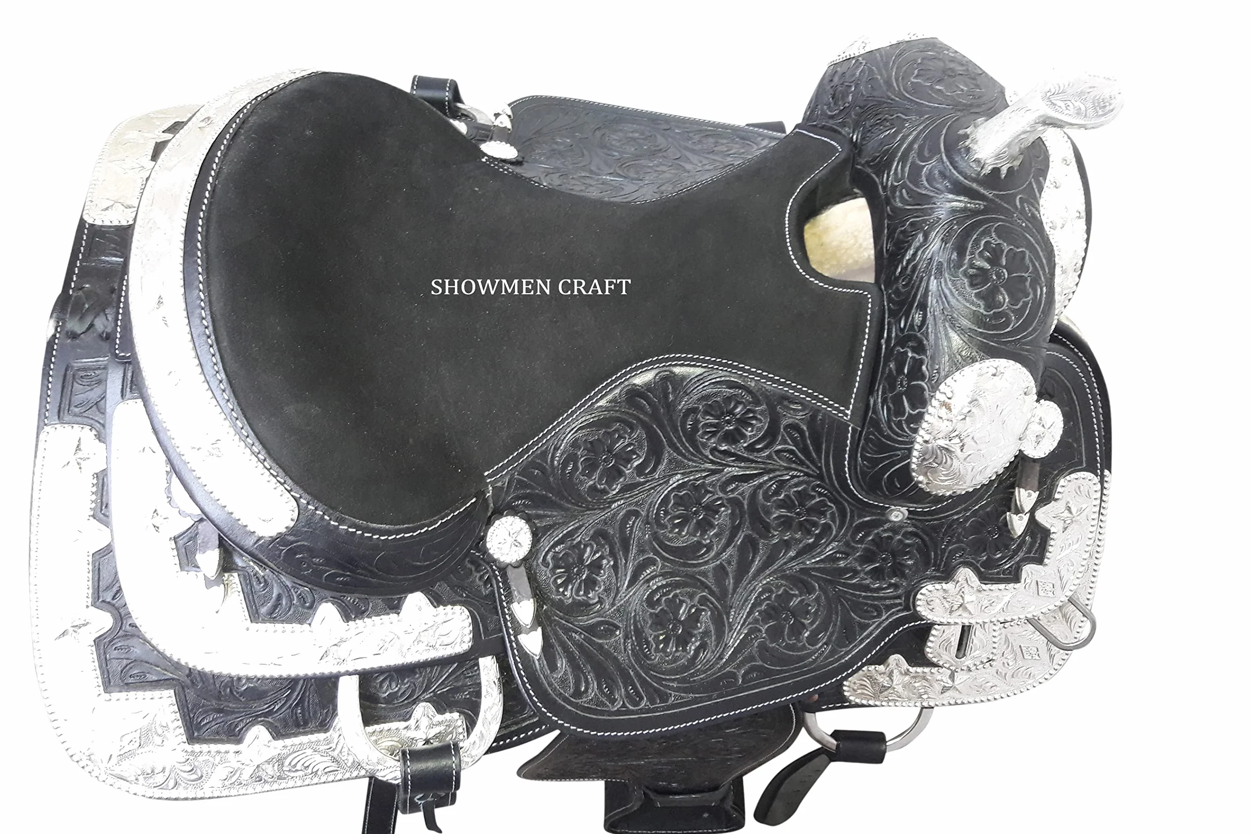 Western Saddle - Sillín totalmente decorativo, color plateado