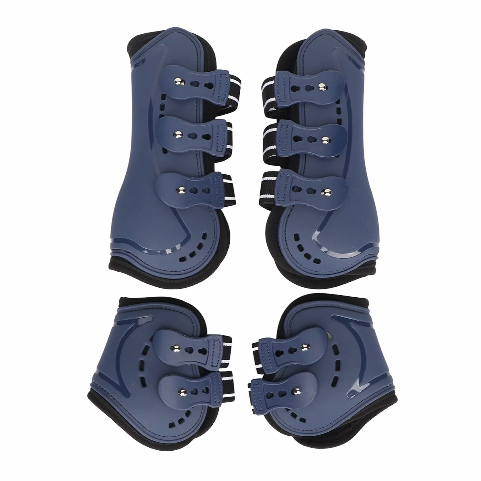 Botas Protectoras Para Tendón De Caballo, Bota De Menudillo Frontal Abierta Ajustable, Botas Protectoras Transpirables Para Tendón De Salto De Caballo, Juego Azul De 4(M)