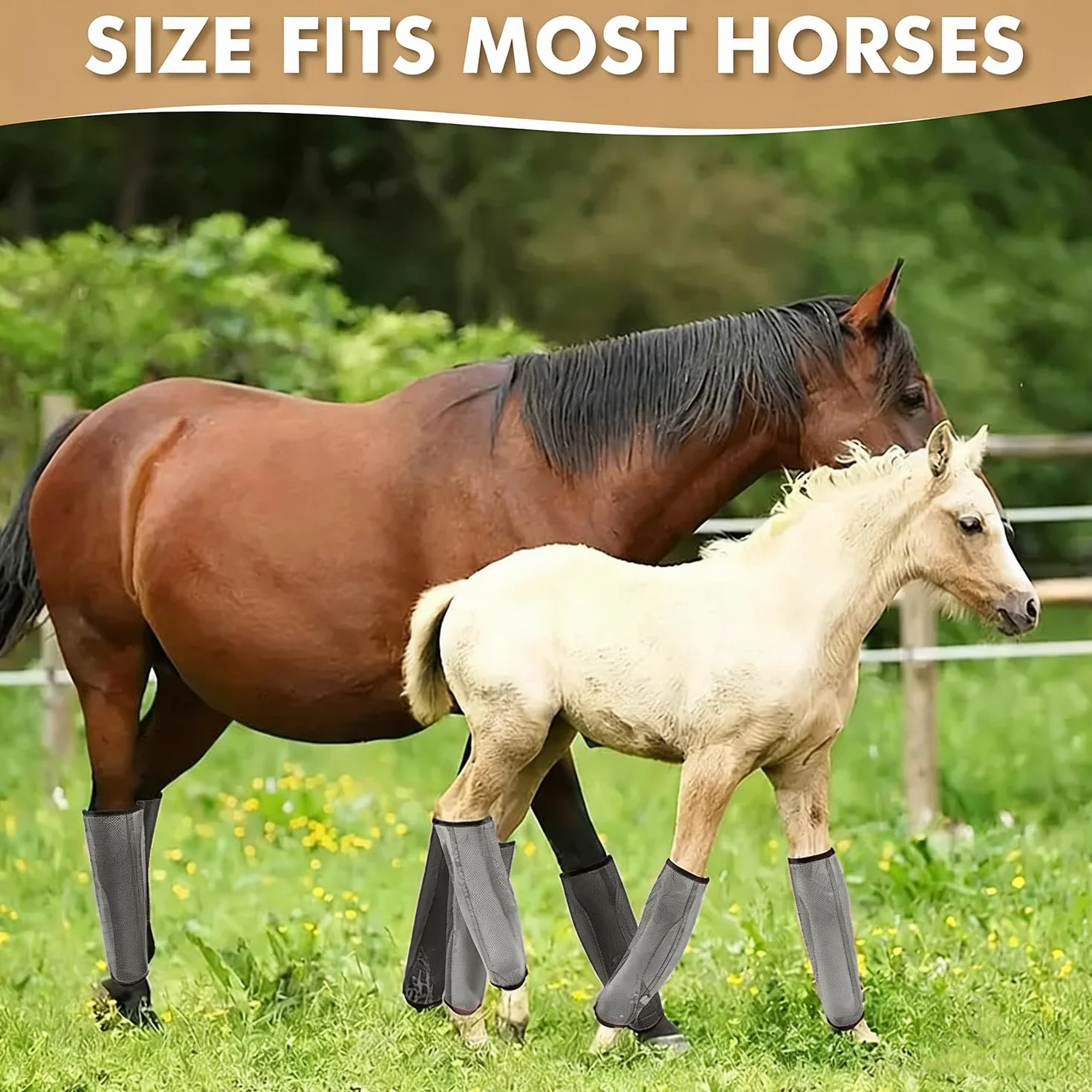 Polainas Antimoscas para Caballos Paquete de 4 Gris Protectores