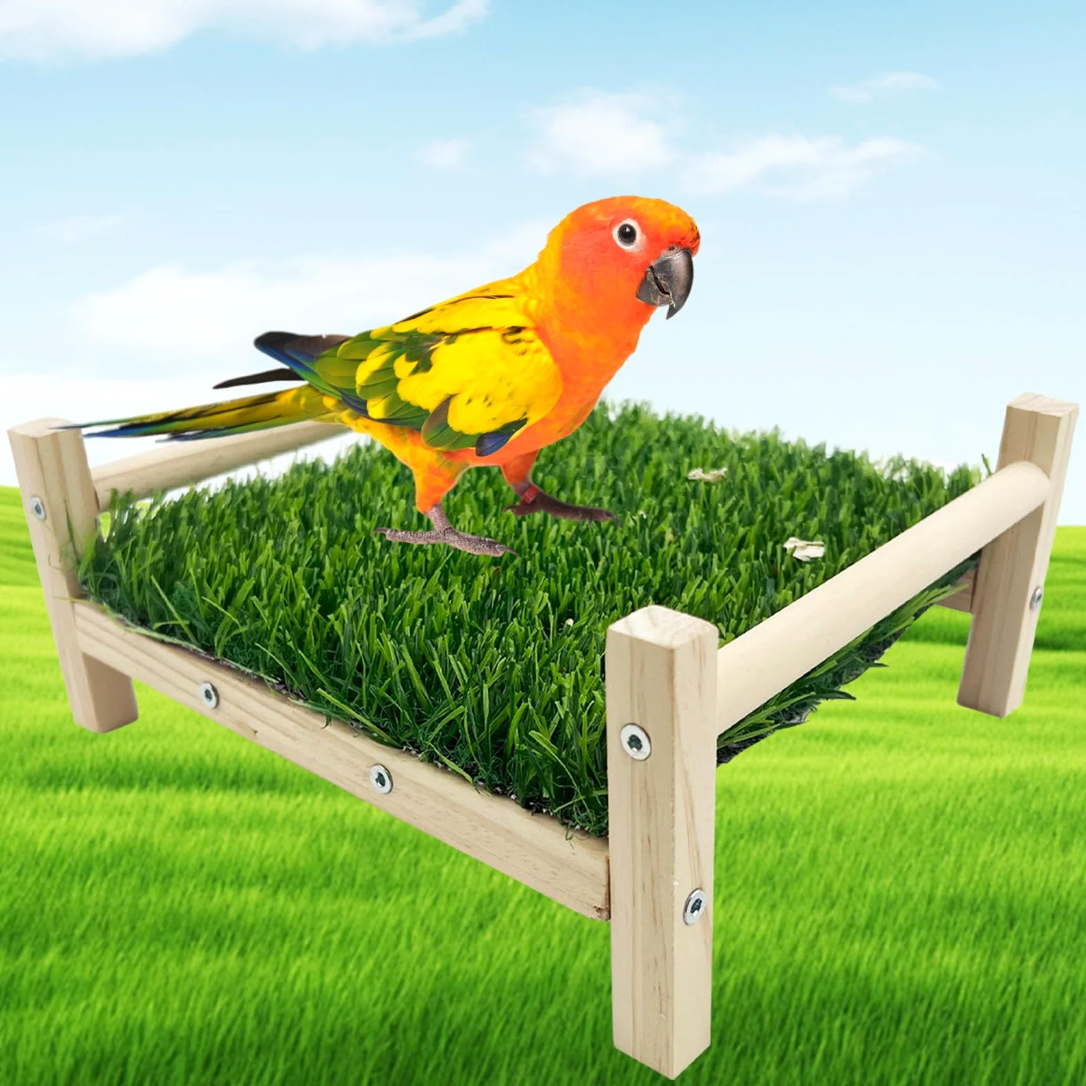 FlidRunest Cama de forraje para pájaros, cama hamaca para loro, cama de perca de pasto, plataforma de perca para pájaros, juguete de forraje para periquitos, loros, cacatúas, tortolitos, periquitos