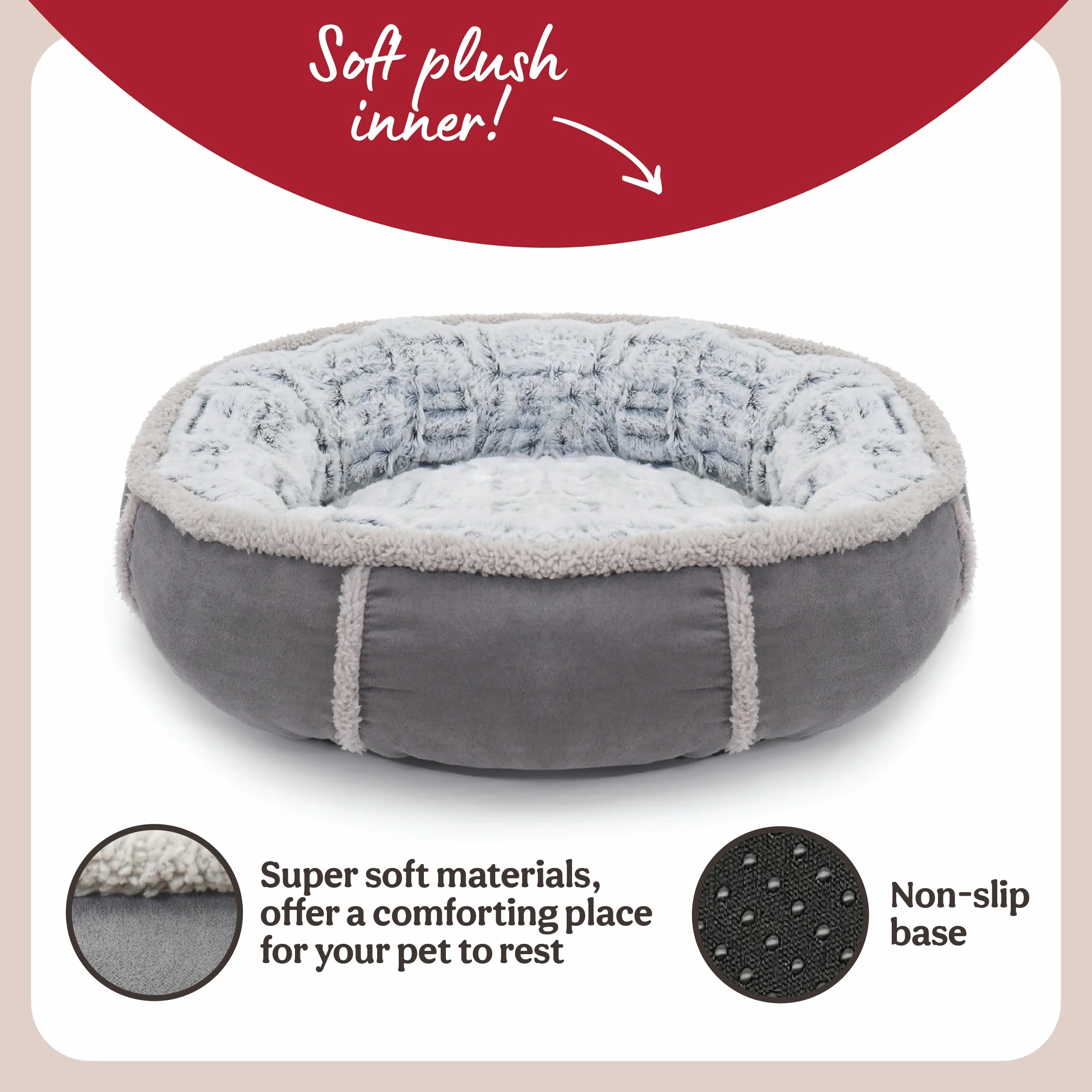 ROSEWOOD Cama Redonda y Profunda 40, de Peluche, 50,8 cm