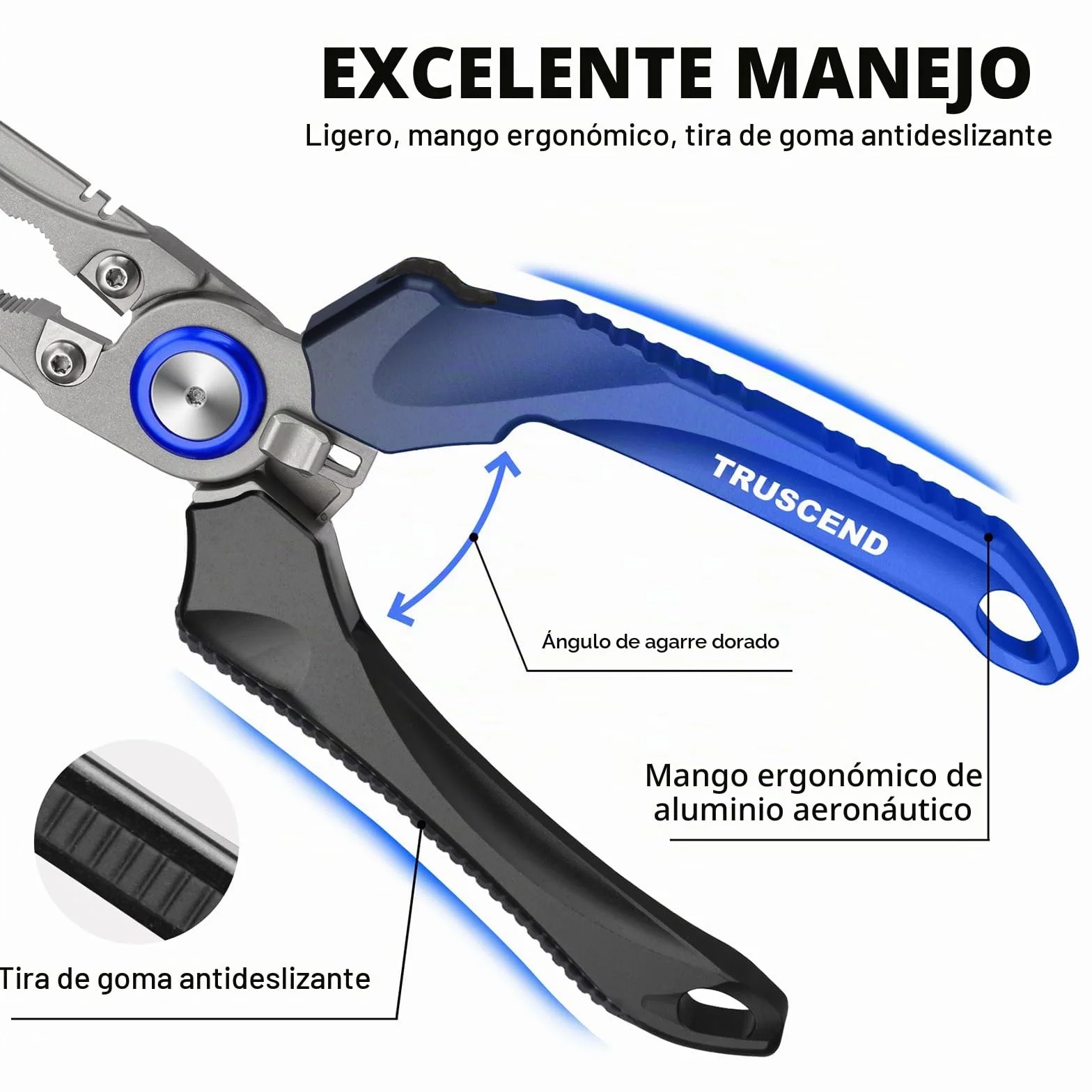 Truscend Alicates de Pesca con Cortador de Mo-V Blade Recubierto de Teflón Multifunción