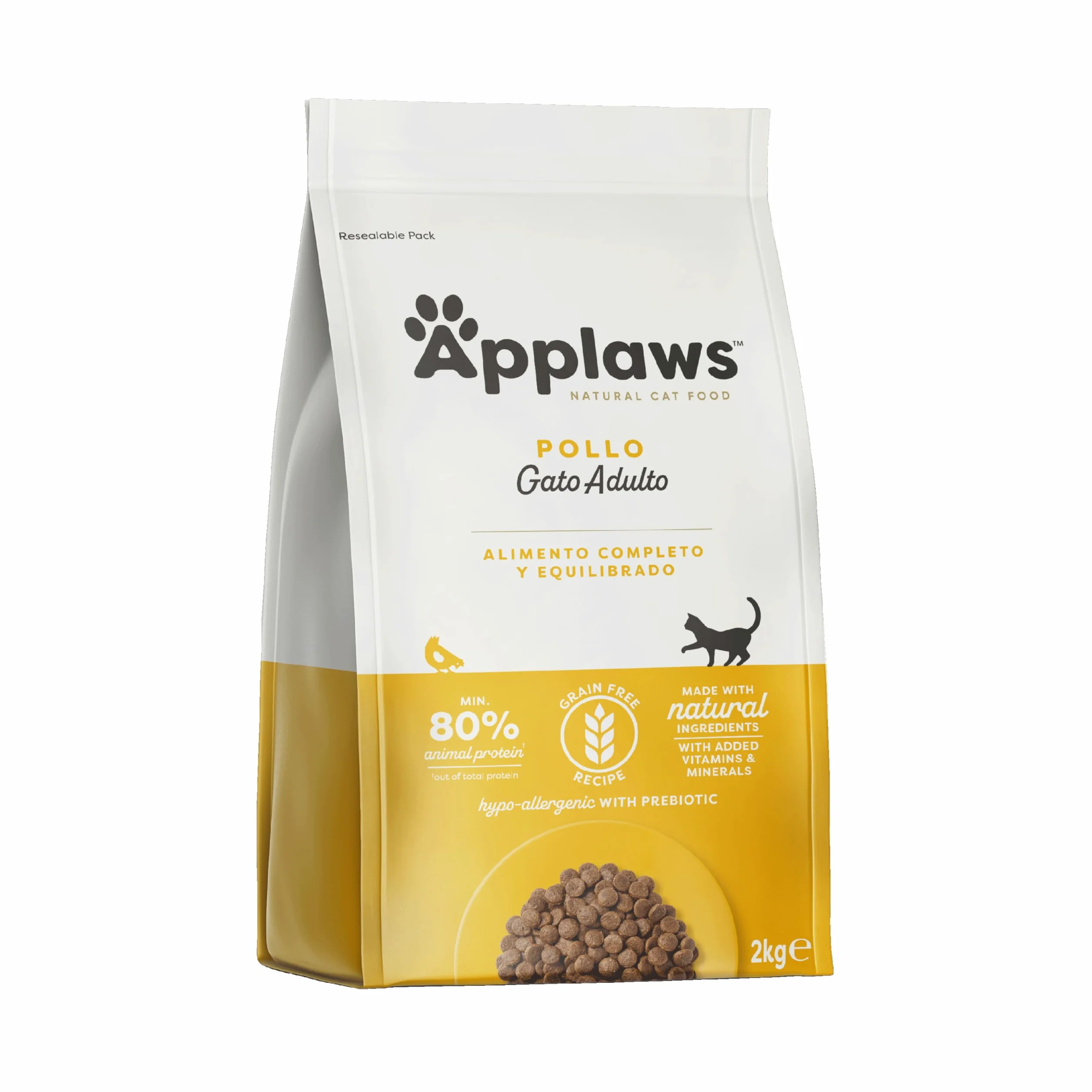 Applaws Alimento Seco Natural sin Granos para Gatos Adultos, Sabor a Pollo - Bolsa Resellable de 2 kg (Verpackung kann variieren)