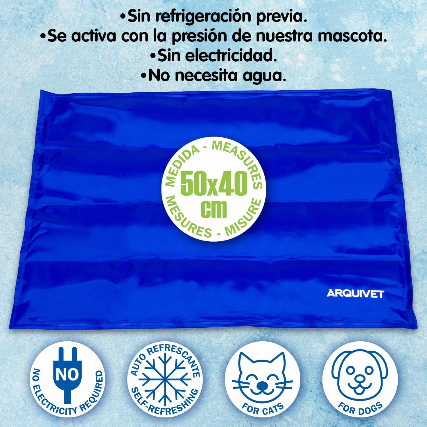 Arquivet - Alfombra refrescante para Perros y Gatos 40x50, alfombrar Pet Cooling Mat, azul