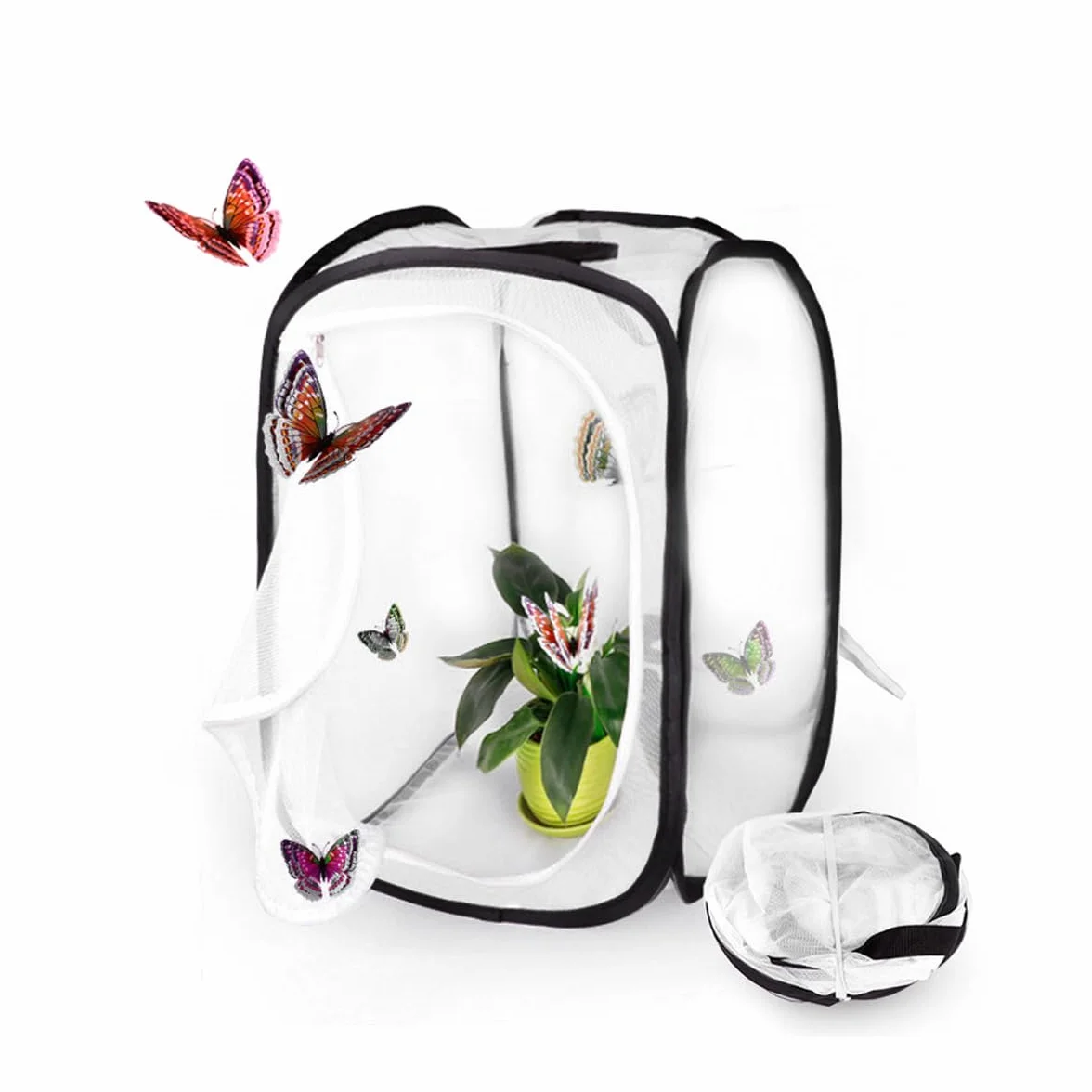 Ubric Jaula de cría de mariposas plegable para jardín, hábitat ventilado para insectos, 40 x 40 x 60 cm