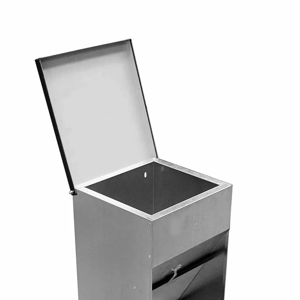 Comedero para Perros (Capacidad 30 L / 21,6 kg Aprox.) - Tolva para Perros Galvanizada Premium - con Tapa para Proteger el Pienso - Incluye expendedor de bolsitas