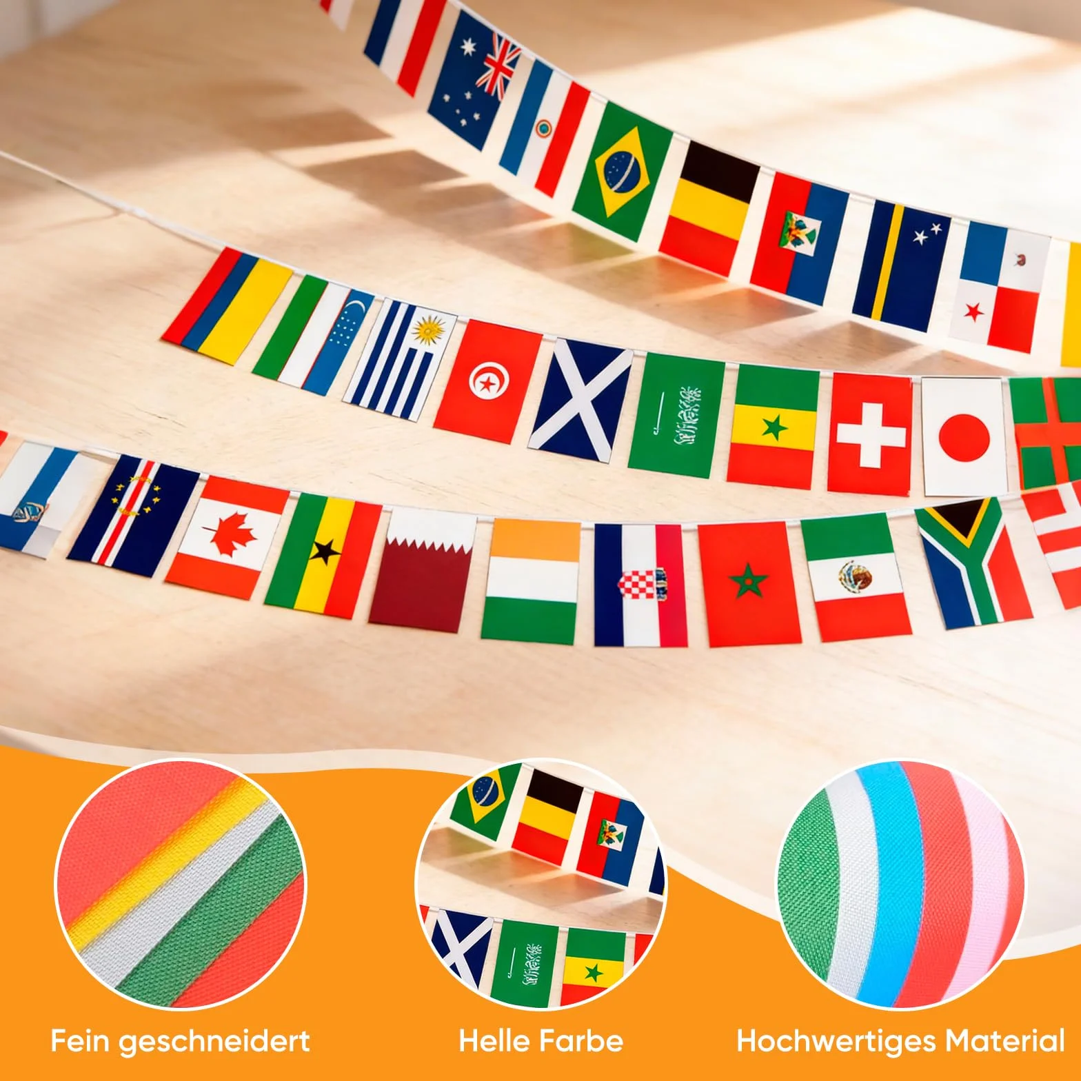 Campeonato Mundial 2026 Banderines 42 países 10 m decoración fiesta fútbol Alemania