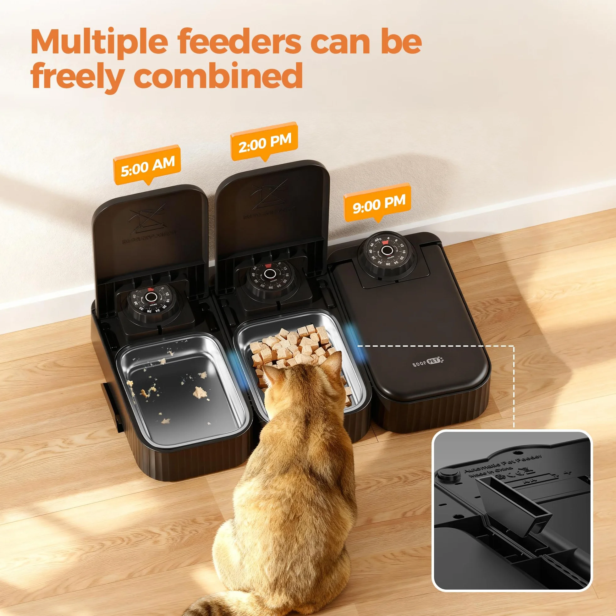 Comedero Gato Automatico Comida Humeda: Dispensador Comida Gatos 48H Programable - Comedero Automatico Perros con Acero Inoxidable Bol - 350g por Bol - Dosificador Alimentador Perro Refrigerado