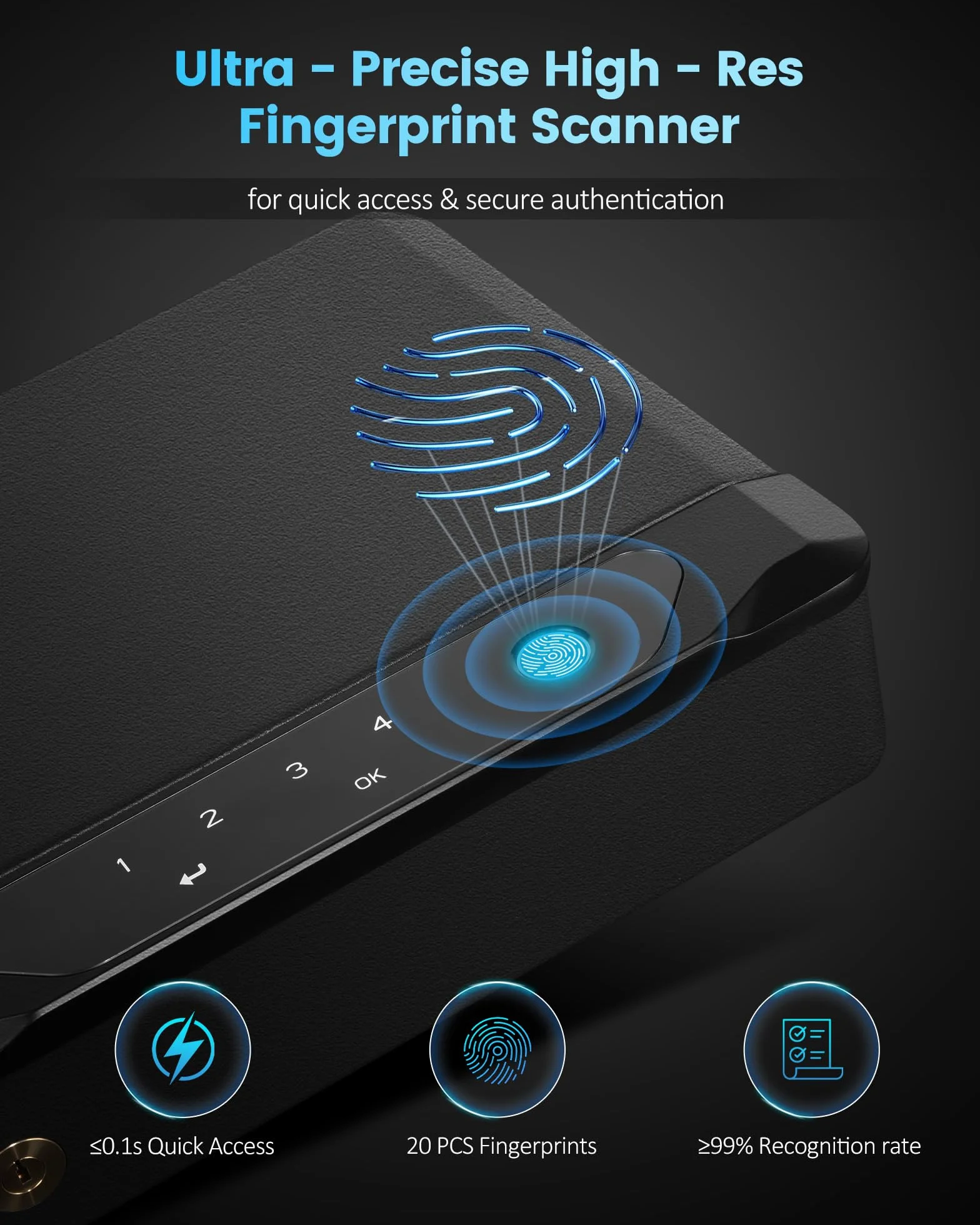 BOOSTEADY Caja fuerte biométrica inteligente para pistolas acceso rápido huella dactilar teclado digital llave app