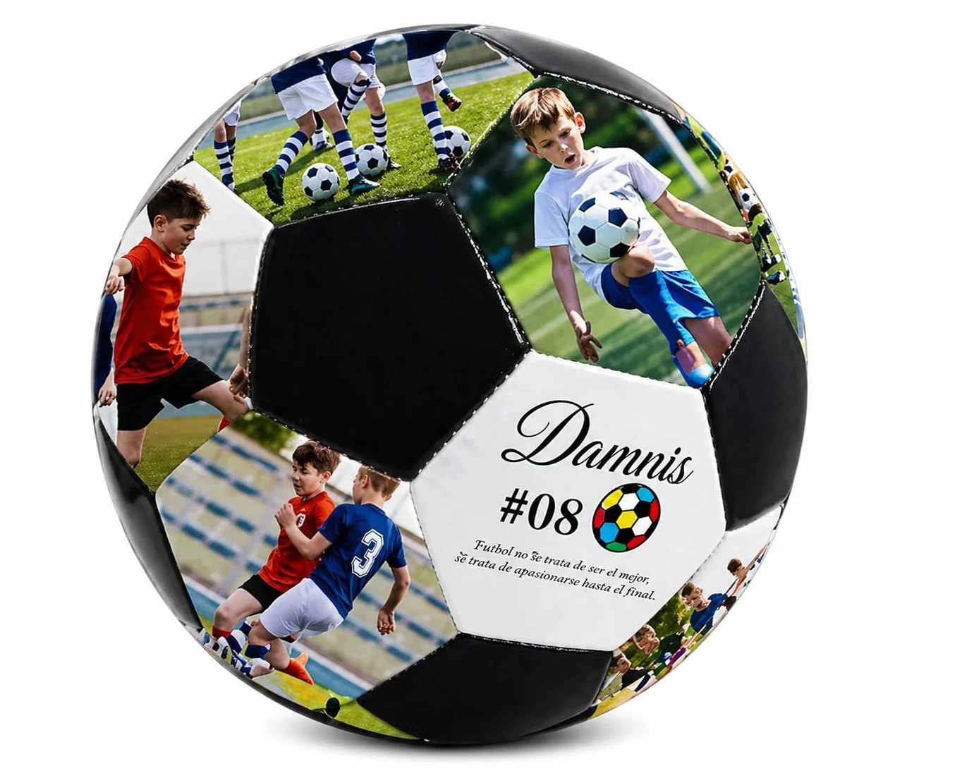 Balon de Futbol Personalizado con Fotos y Textos, 19 Fotos + 12 Textos, Regalo Original para Padres, Ninos y Entrenadores