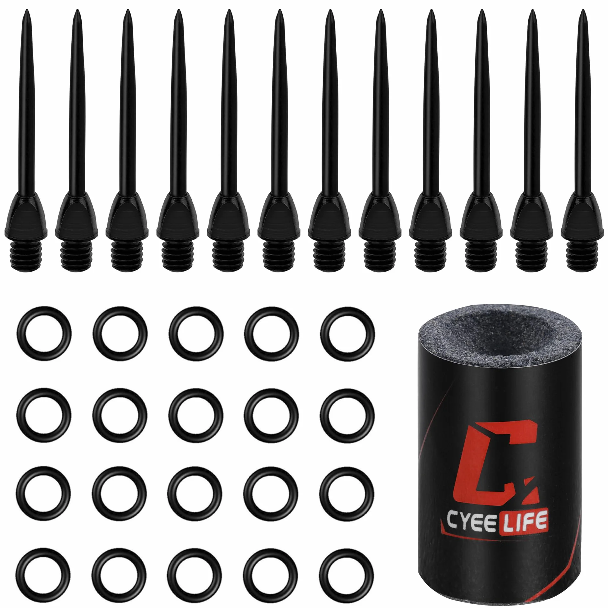 CyeeLife puntas de dardos de acero 2BA con anillos de goma y sacapuntas