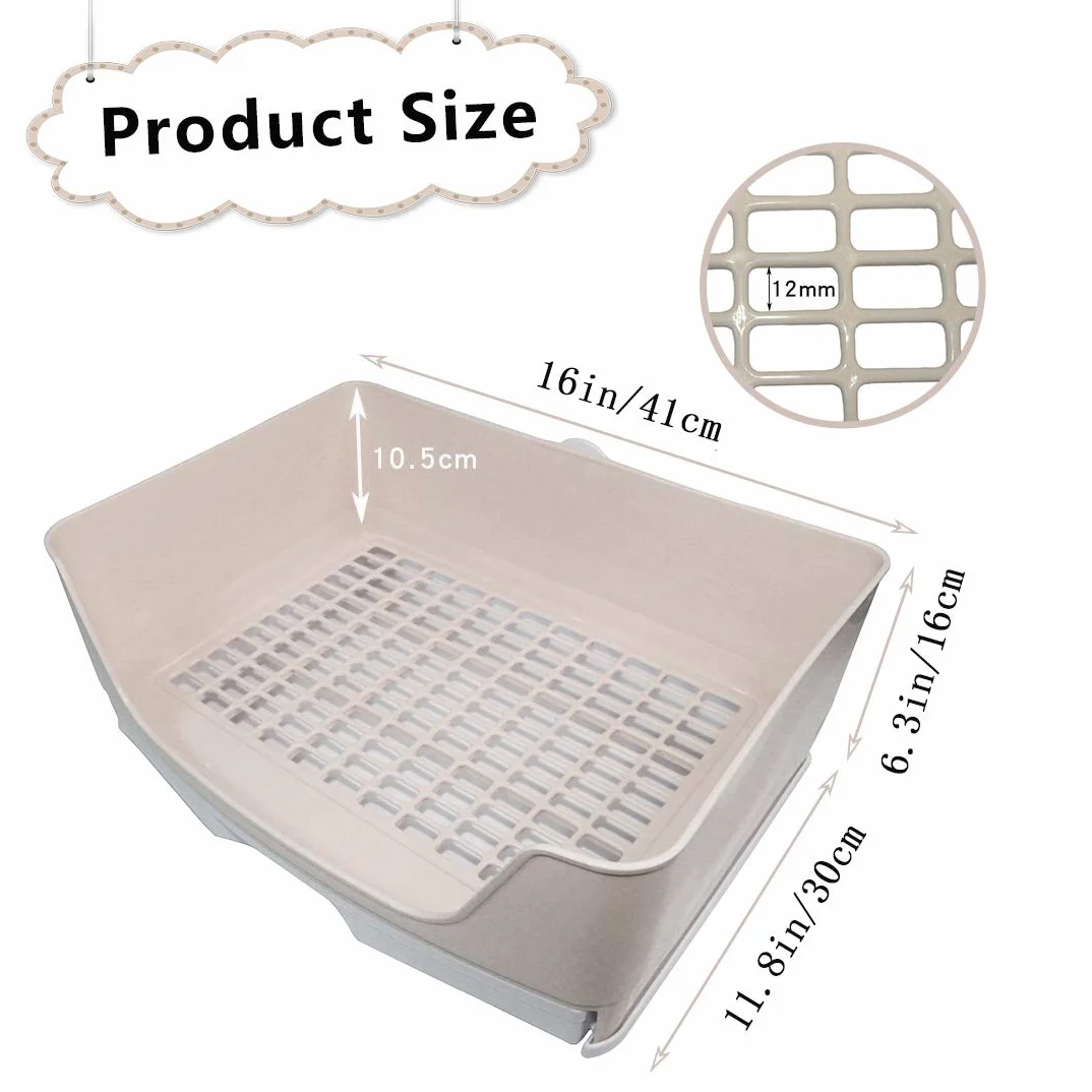 PINVNBY - Caja de arena para conejos de Indias, tamaño grande, para mascotas con cajón, caja de inodoro para perros y conejillos de indias, chinchilla hurón erizo pequeños animales (marrón)