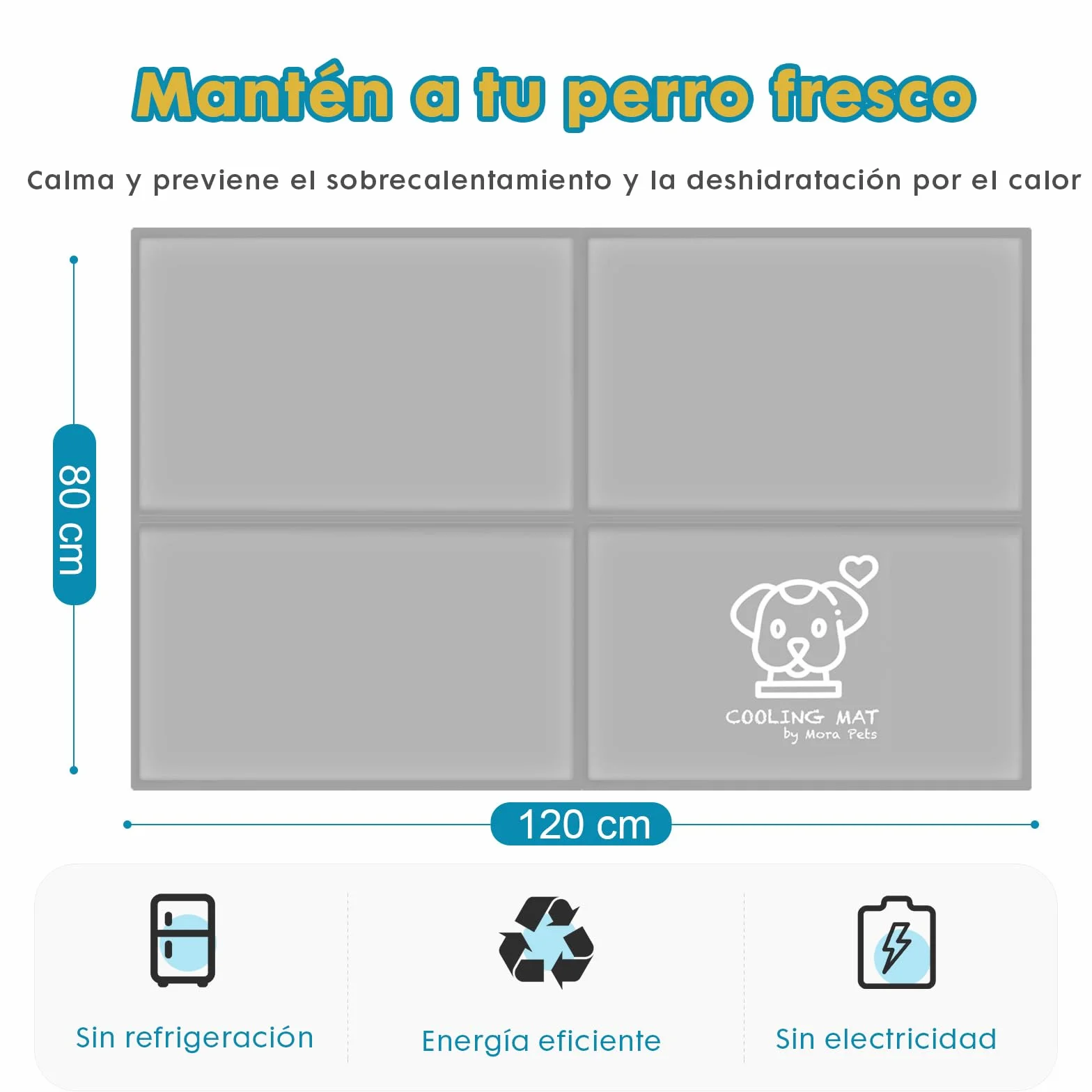 Pawtasy Cama refrescante Perro Manta refrigerante Gatos Cama Fria para Perros Verano Alfombrilla refrigerante Alfombra Colchoneta Ideal para Mascotas Extra Grande, XXL 120 x 80 cm Gris