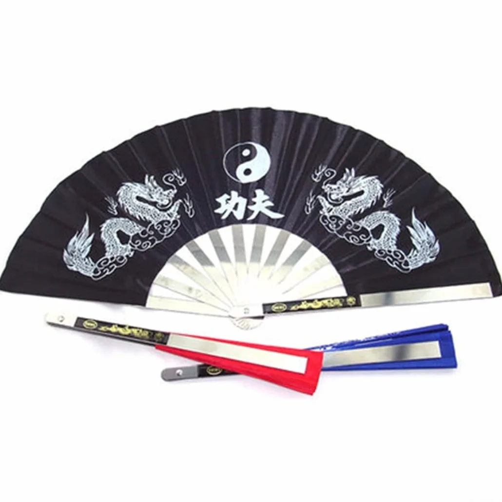 Abanico de lucha de acero inoxidable para Tai Chi y artes marciales (negro)