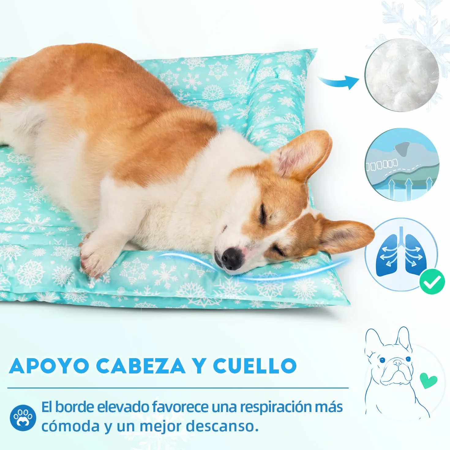 Pawtasy Alfombrilla Refrescante para Perros y Gatos Manta refrescante Perro Cama refrigerante Alfombra colchoneta Fria de Verano Fresca para Mascotas pequeños S 56 x 66 cm