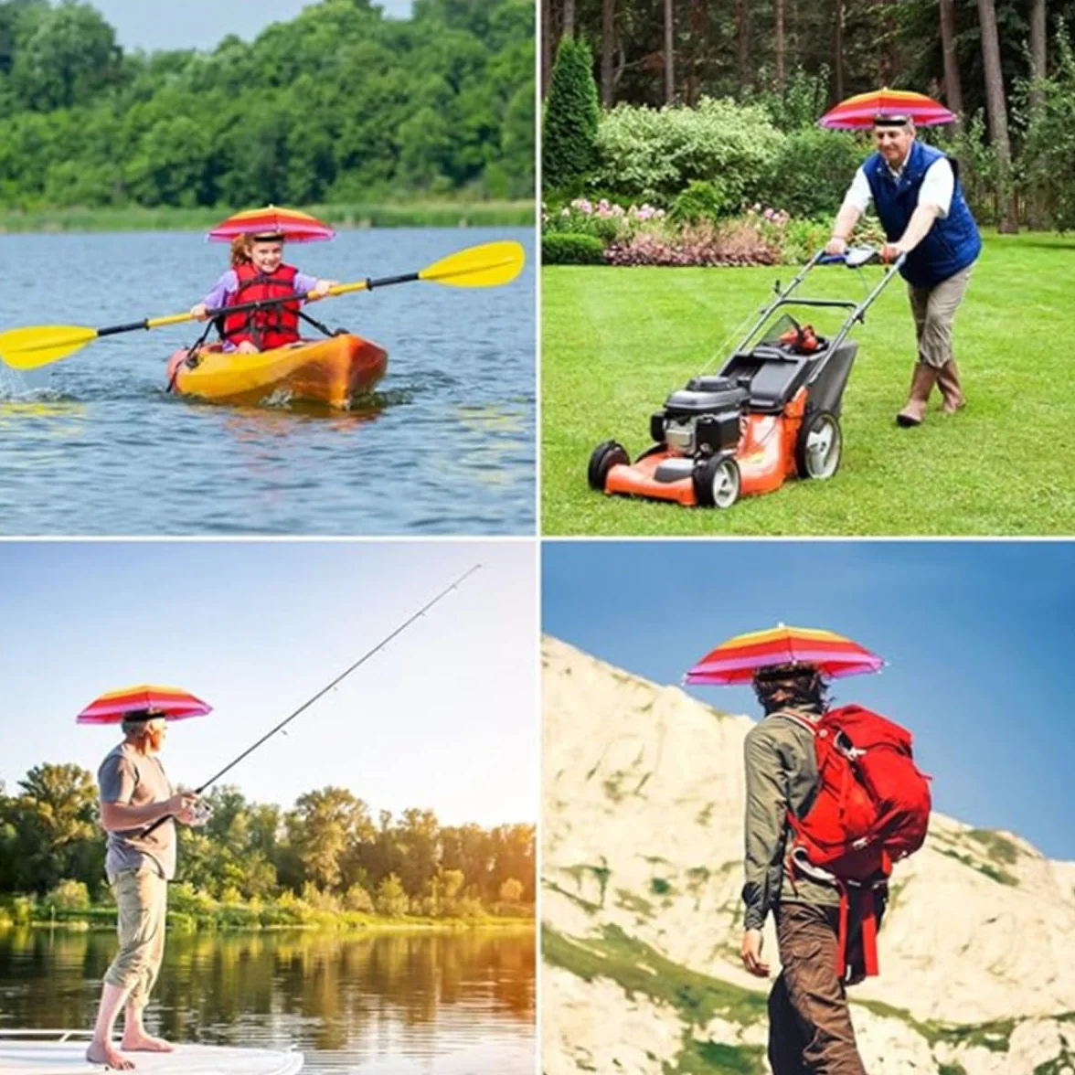 Sombrero Paraguas Pesca 3 Piezas Plegable Arcoíris Playa Golf Fiesta