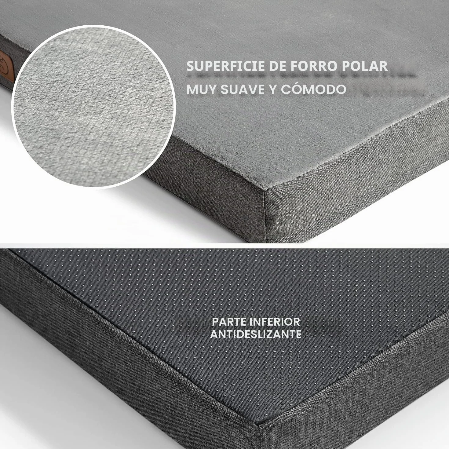 Bedsure Cama Perro Ortopédica Grande - Colchón Perro Lavable con Funda Desenfundable y Evestimiento Impermeable, Espuma Viscoelástica, Gris, 89x56cm