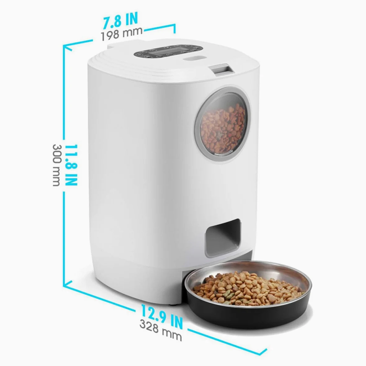 Comedero Automático para Mascotas Contenedor de Alimentación para Mascotas 4.5l Blanco Carga USB Desmontable Abs Acero Inoxidable y PC para Gatos y Conejos