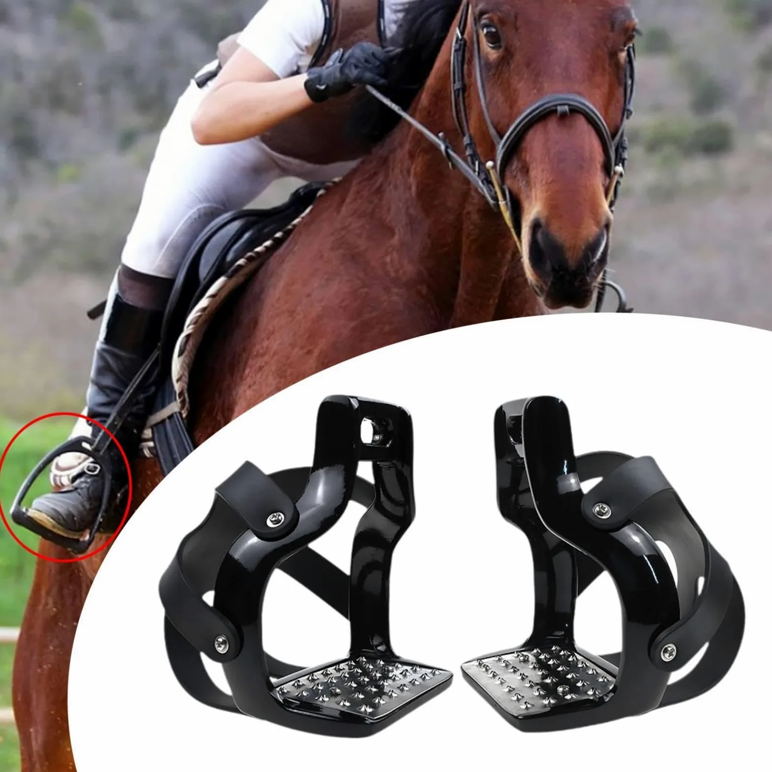 2 Piezas de Estribos para Caballo Ligeros para Equitación, Ranuras de Acero Inoxidable, Estribos para Silla de Montar, Equipo Cómodo para Uso
