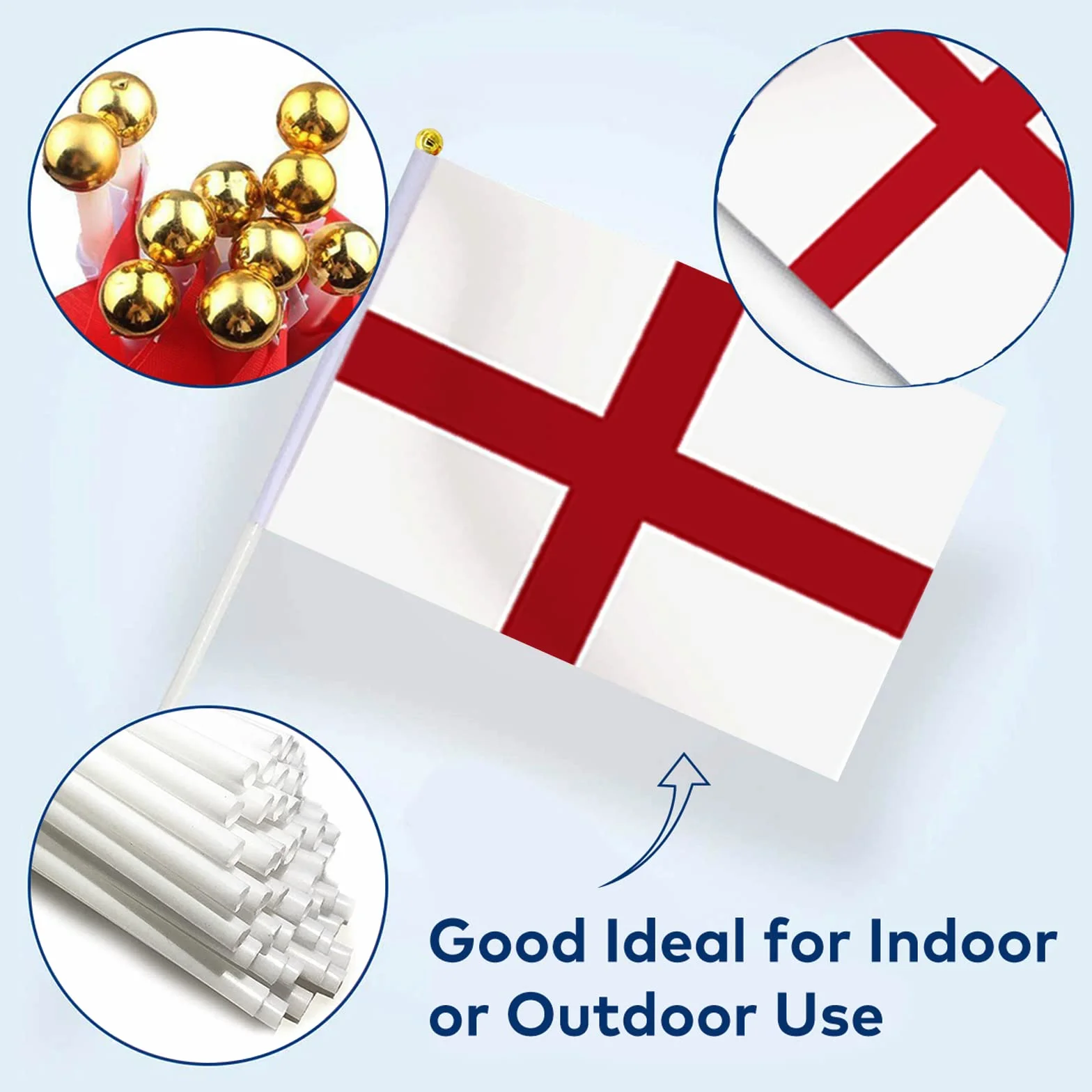 AhfuLife Bandera de Mano Inglaterra 15 Piezas 30cm Palo para Decoraciones Deportivas