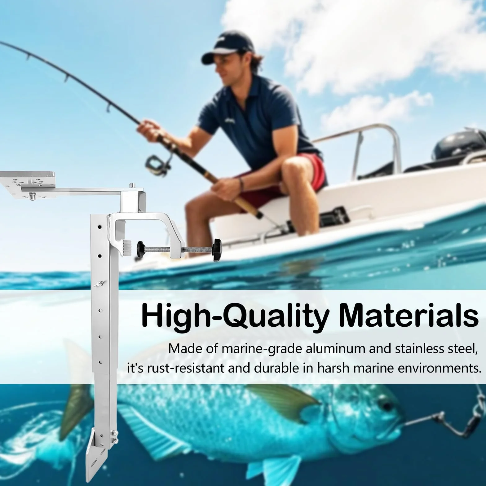 Soporte para Sonda de Pesca, Soporte de Aluminio Giratorio 360° Resistente a la Corrosión, Altura 36-59cm