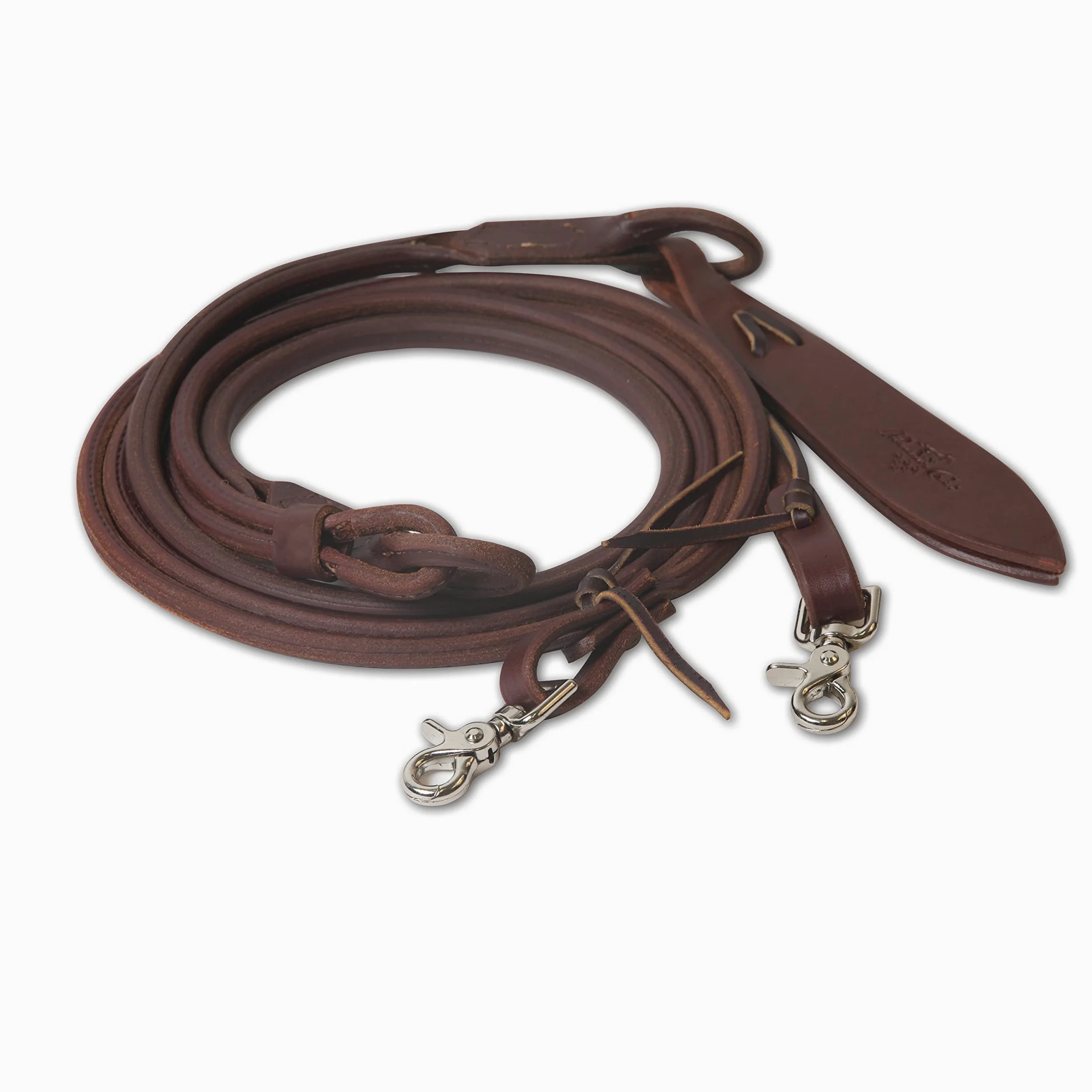 Professional's Choice Ranch Collection - Rienda romántica de aceite pesado de 54 pulgadas, gruesa, suave y resistente, cola de popper con lazos de agua, fabricada en los Estados Unidos