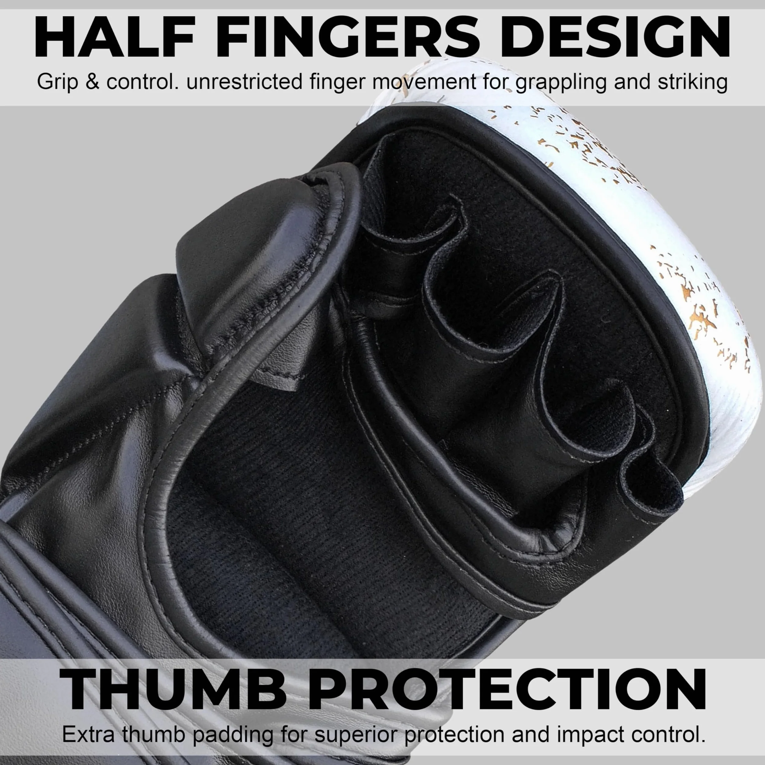 Farabi Sports Guantes MMA con Soporte de Muñeca Ajustable, Palma Abierta para Muay Thai y Entrenamiento