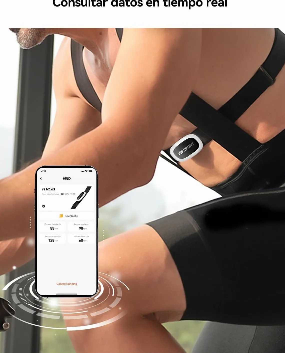iGPSPORT Monitor de Ritmo cardíaco Bluetooth Ant+ Correa de Pecho Negro