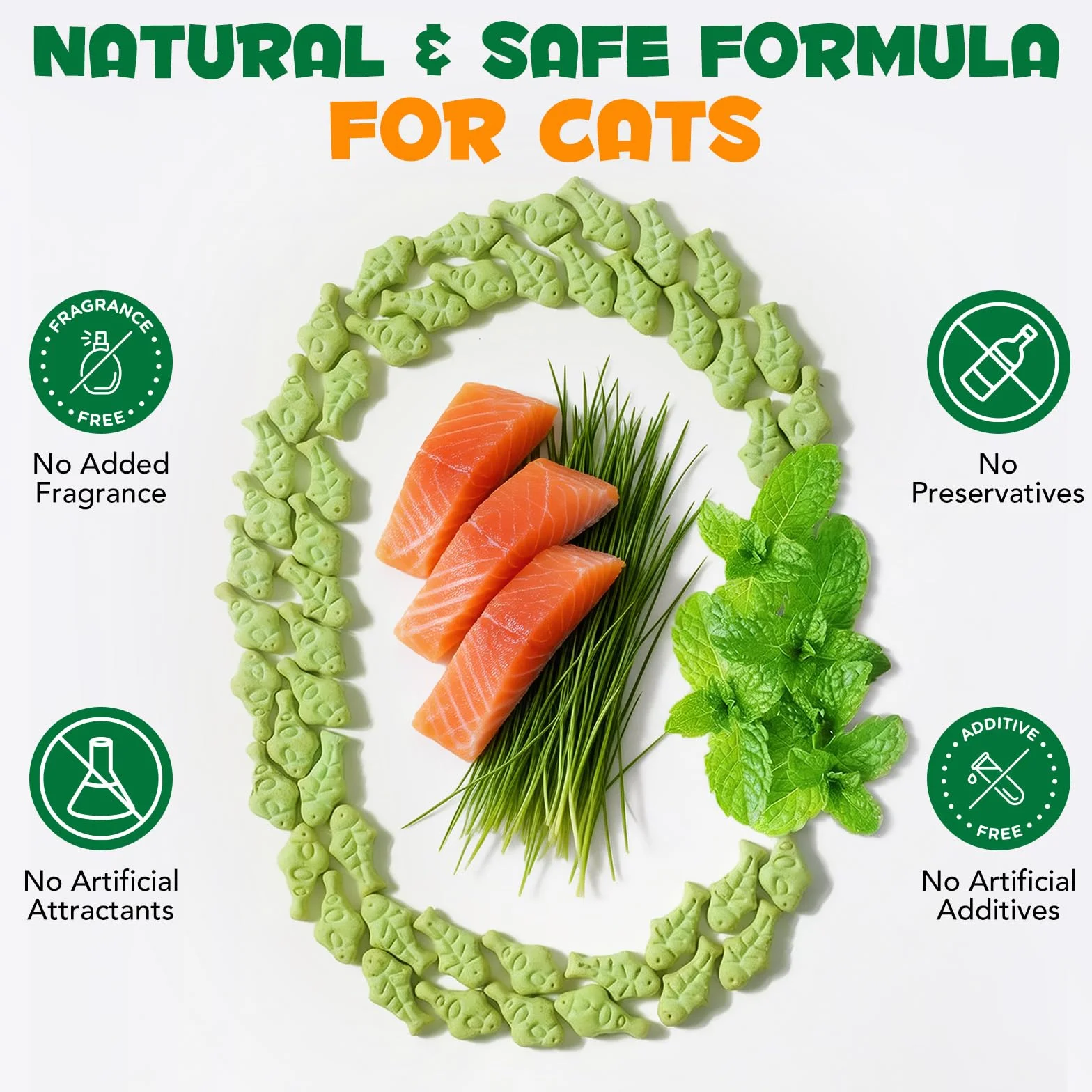 Golosinas de Hierba para Gatos 180g, Golosinas con Catnip para Gatos - Snacks para Ayuda con las Bolas de Pelo y Cuidado Dental, Fibra Natural para la Digestión, Textura Crujiente para Limpieza Dental