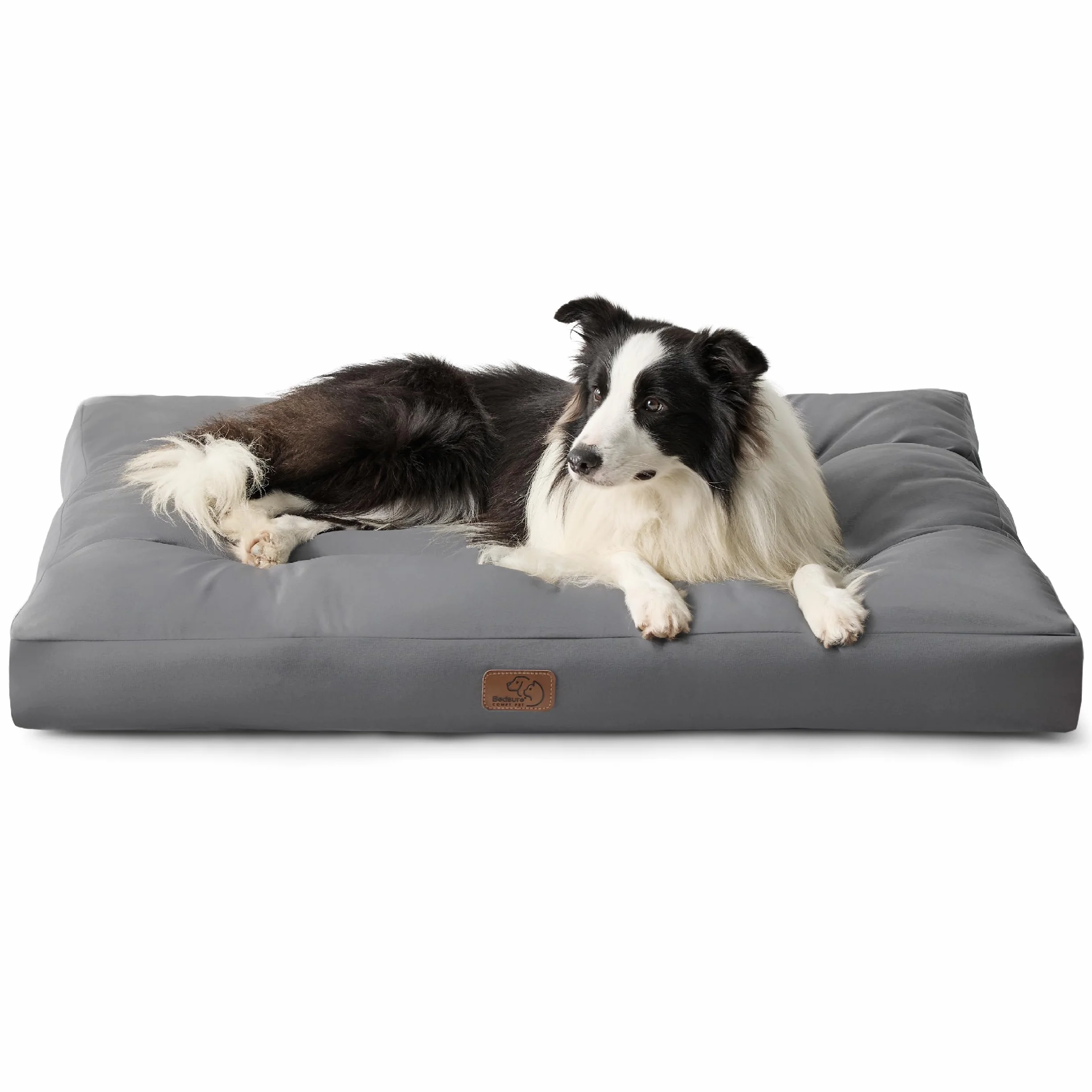 Bedsure Cama Perro Impermeable Grande - 91x68x10 cm Colchón Perro Lavable, Cojín Perro Antipelo y Suave, Gris Oscuro, L
