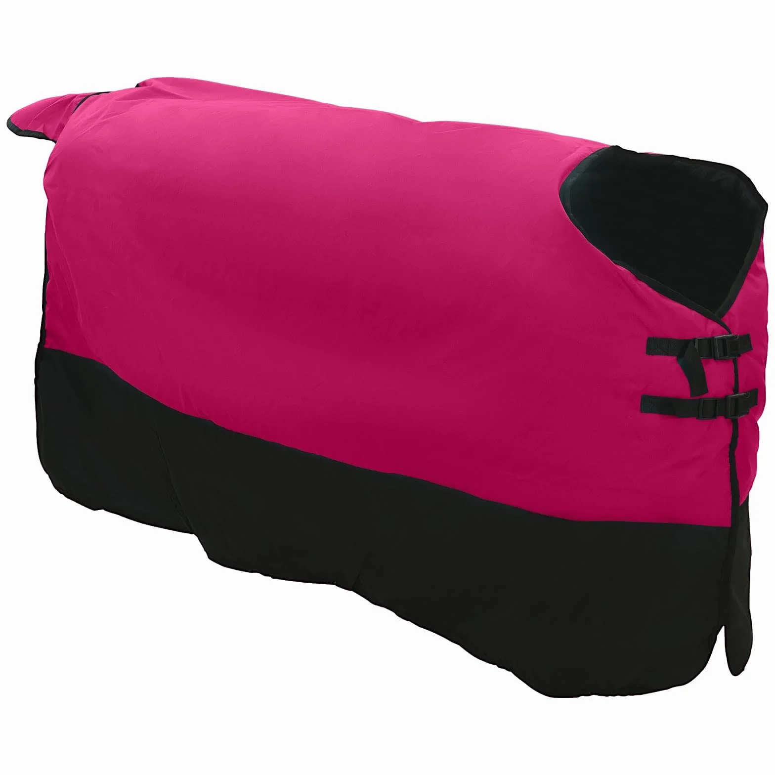 Manta de caballo rosa y negro de poliéster impermeable de 75 cm para establo y pasto con cierre ajustable, transpirable, resistente a desgarros, cálida para equitación al aire libre