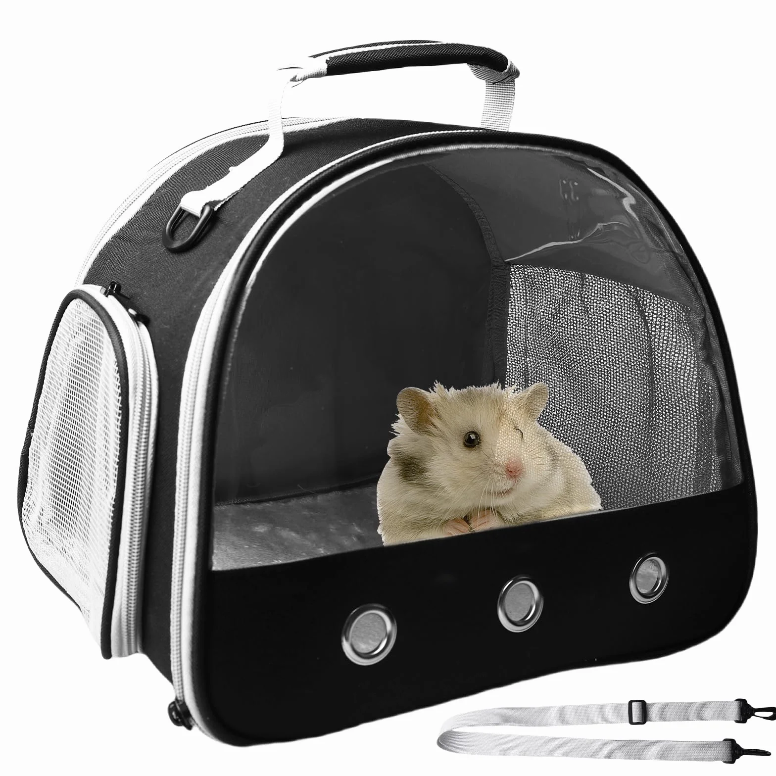 Transportbox Hamster, 30 x 25 x 25 cm, bolsa de transporte para gatos, perros, animales pequeños, bolsa de transporte para mascotas con apertura lateral, bolsas plegables para gatos, perros, conejos