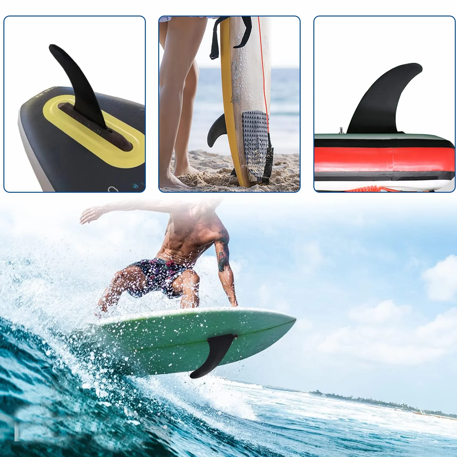Aletas de Tabla de Surf Desmontables, Quillas Surf Universales de Nylon para Surfboards, Longboard, SUP