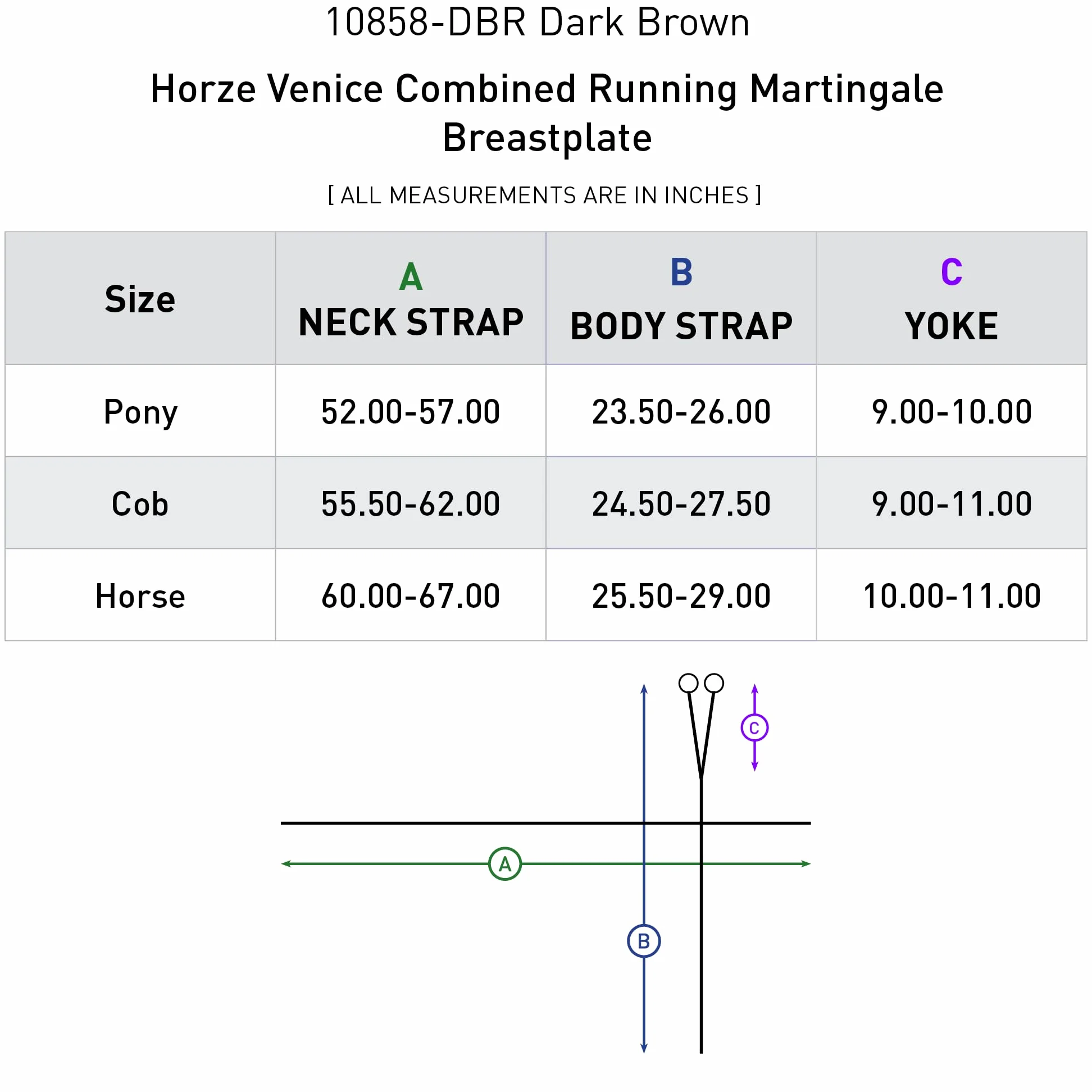 HORZE Tijerillas y pechopetral Combinado Venice