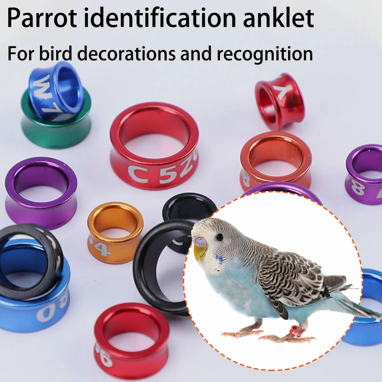 Anillos de pie de pájaros Anillos de Colorido de Pierna Cerrada para pájaros de Hibisco, Loros, peonías, Palomas, etc. （100pcs） 50pieces 4.4MM