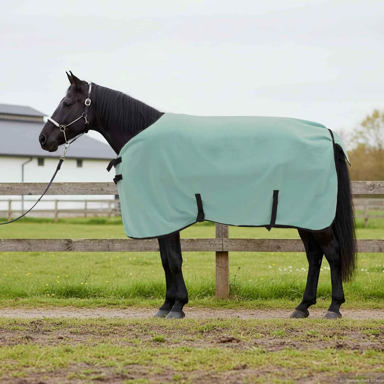 Manta para caballo verde especial, 85 cm, poliéster con cierre ajustable en el pecho y cinturón abdominal, manta de invierno transpirable para establo, sauce y exterior, incluye cuello y