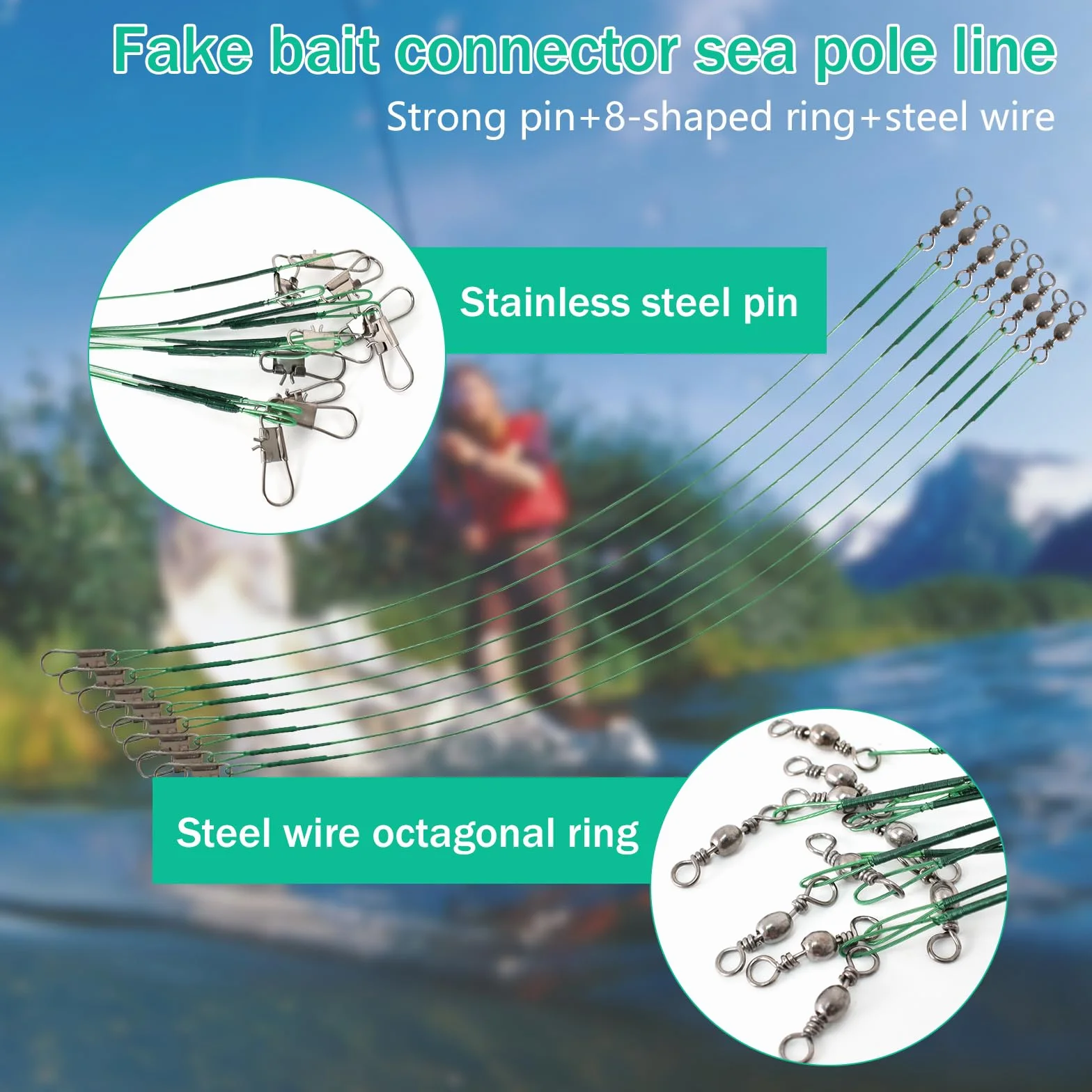 Alambre Acerado para Pesca Anti-Mordedura, Líder de Pesca Inoxidable, 10 Piezas