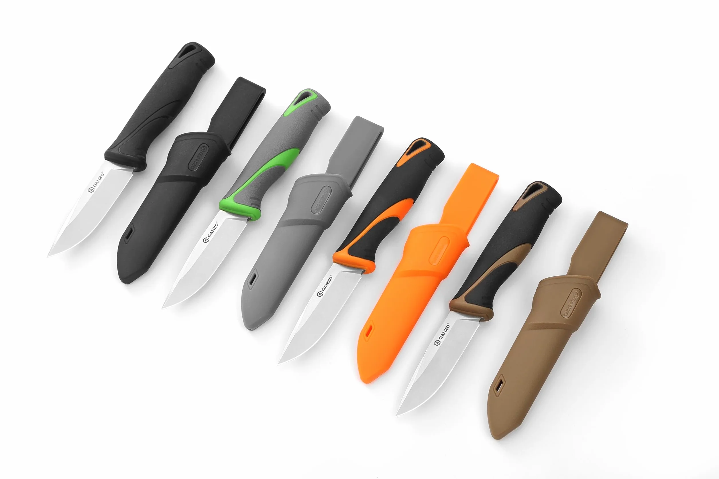 Ganzo G807-GY Cuchillo de hoja fija 9CR14 Acero inoxidable Mango ergonómico Camping Caza Pesca EDC Gris