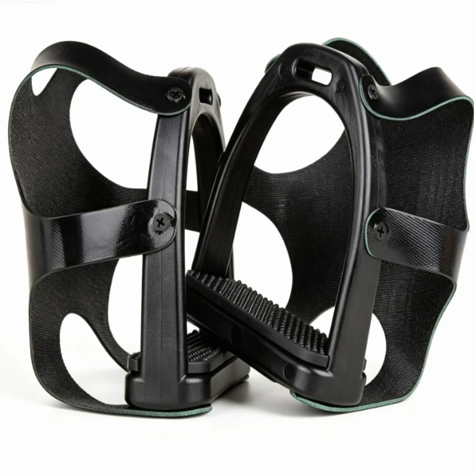 Amagogo Estribo de Jaula Ecuestre con Puntos de Agarre y Protector Curvo Cuerpo Moldeado Resistente de Resina Uniones Atornilladas Cómodo para Botas Adecuado, L